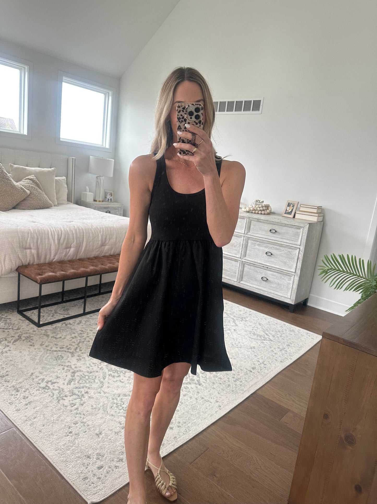 Woven Tank Dress- Black