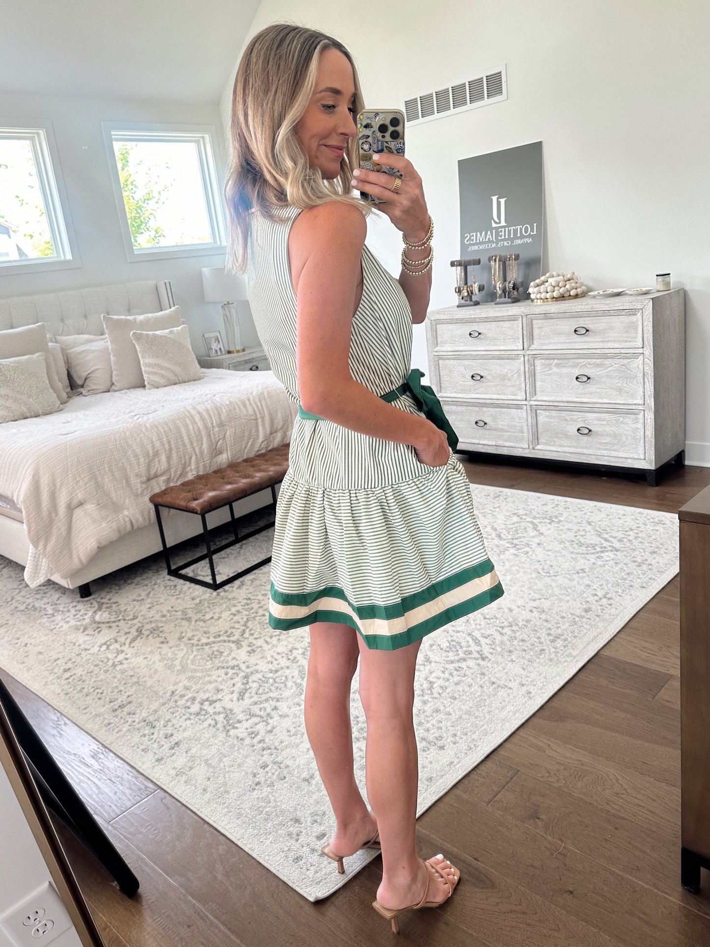 Green Striped Tank Dress