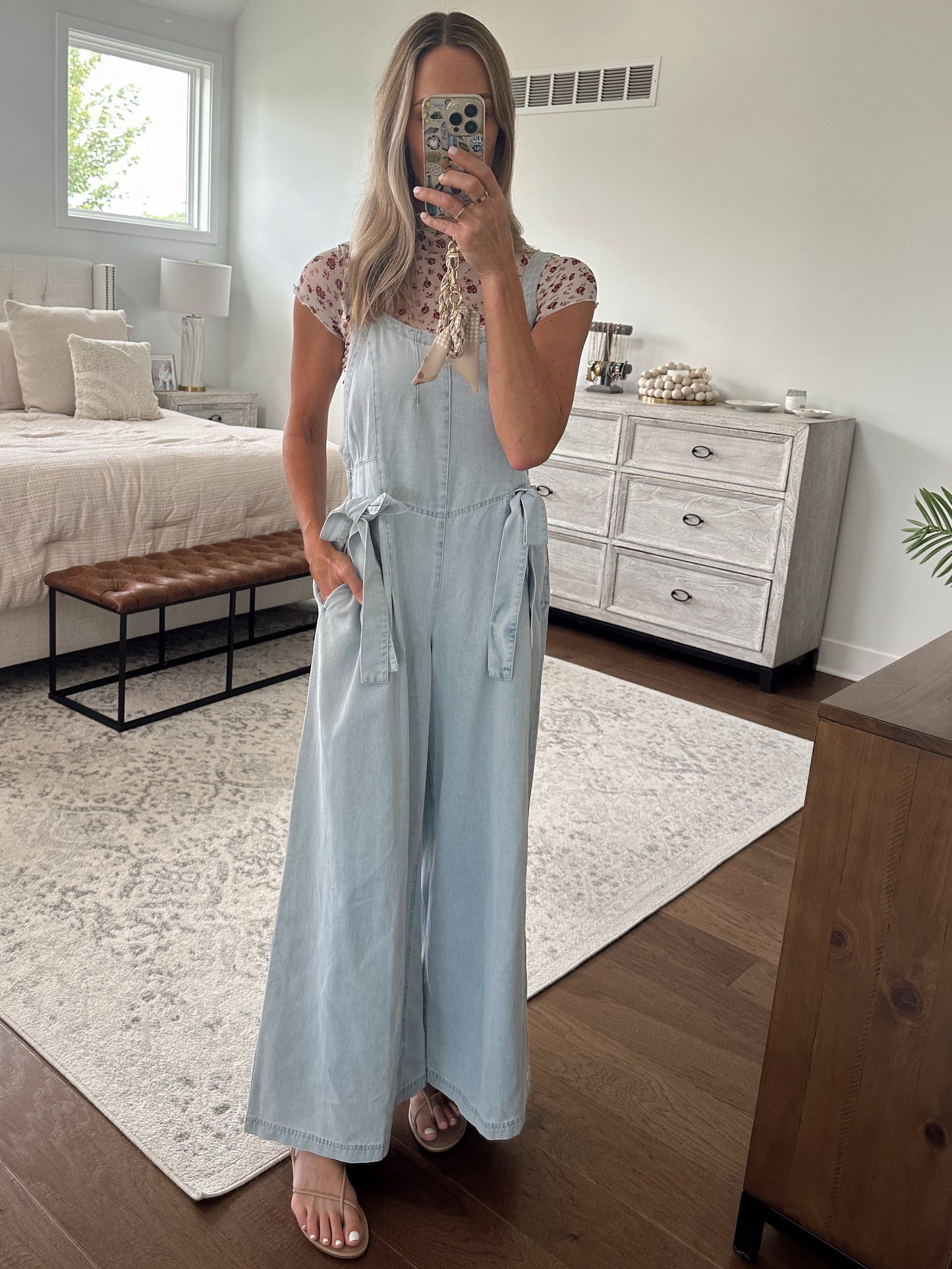 Bow Denim Jumpsuit
