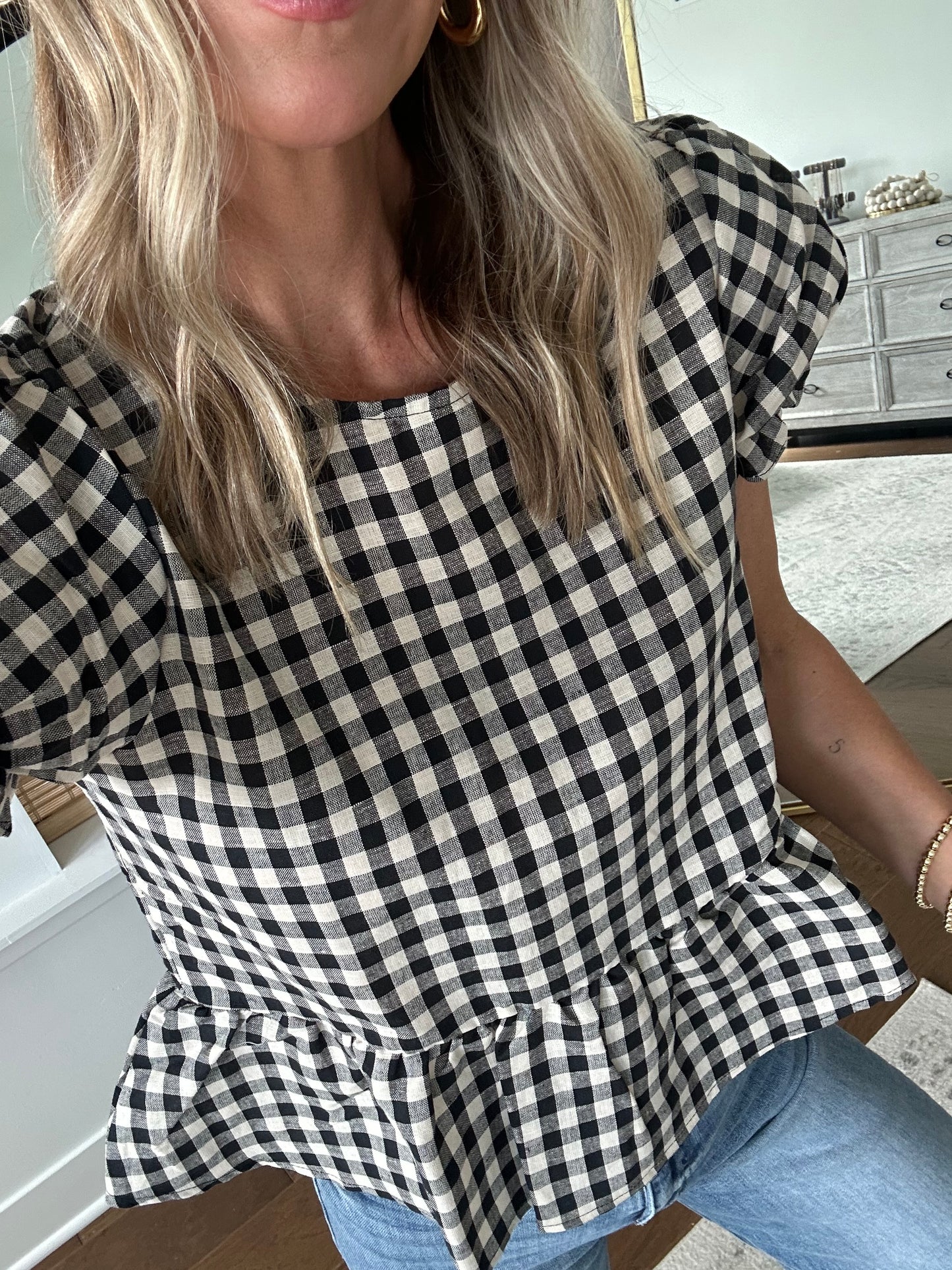 Linen Gingham Top