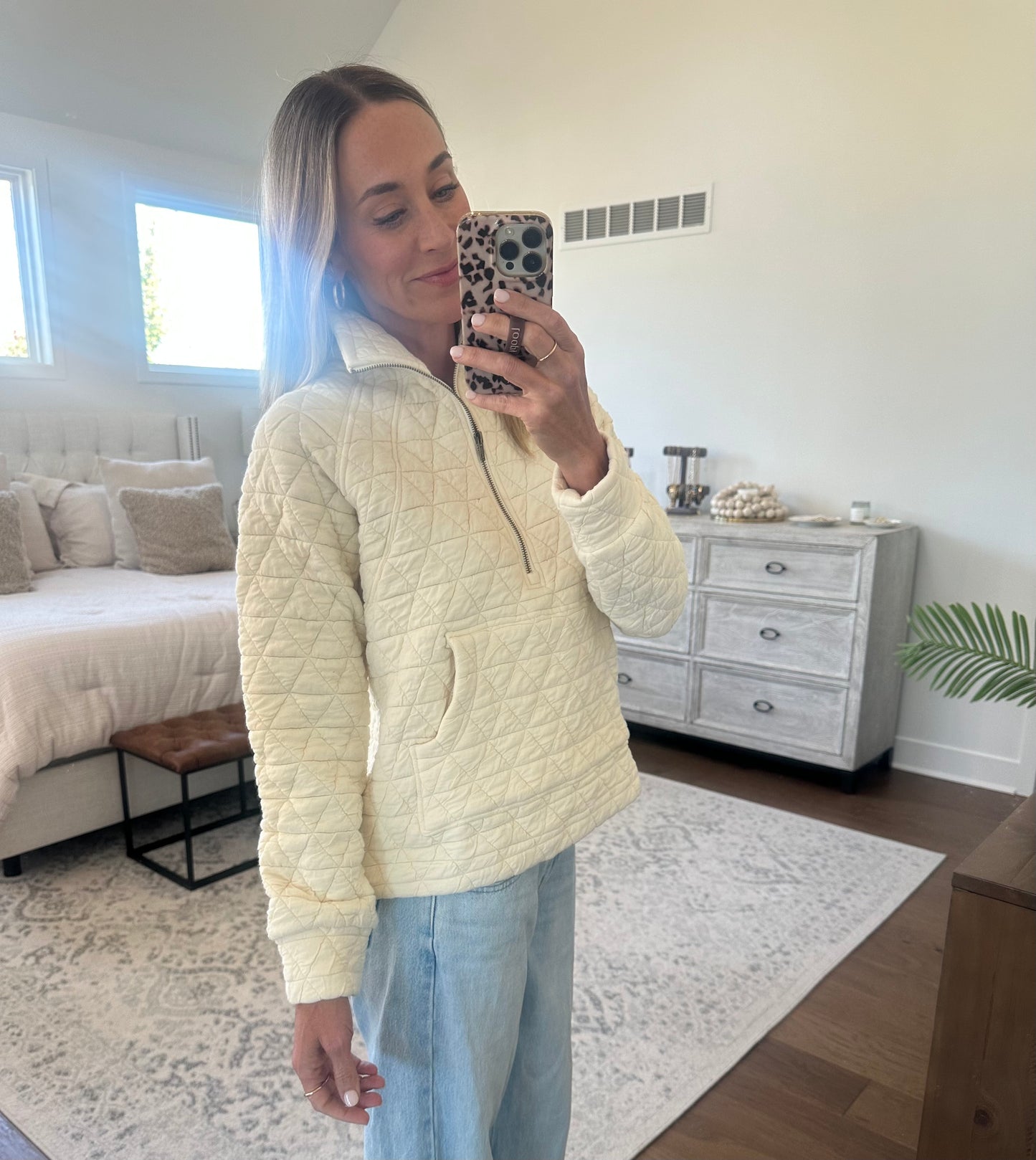 Cream Half Zip Sweatshirt