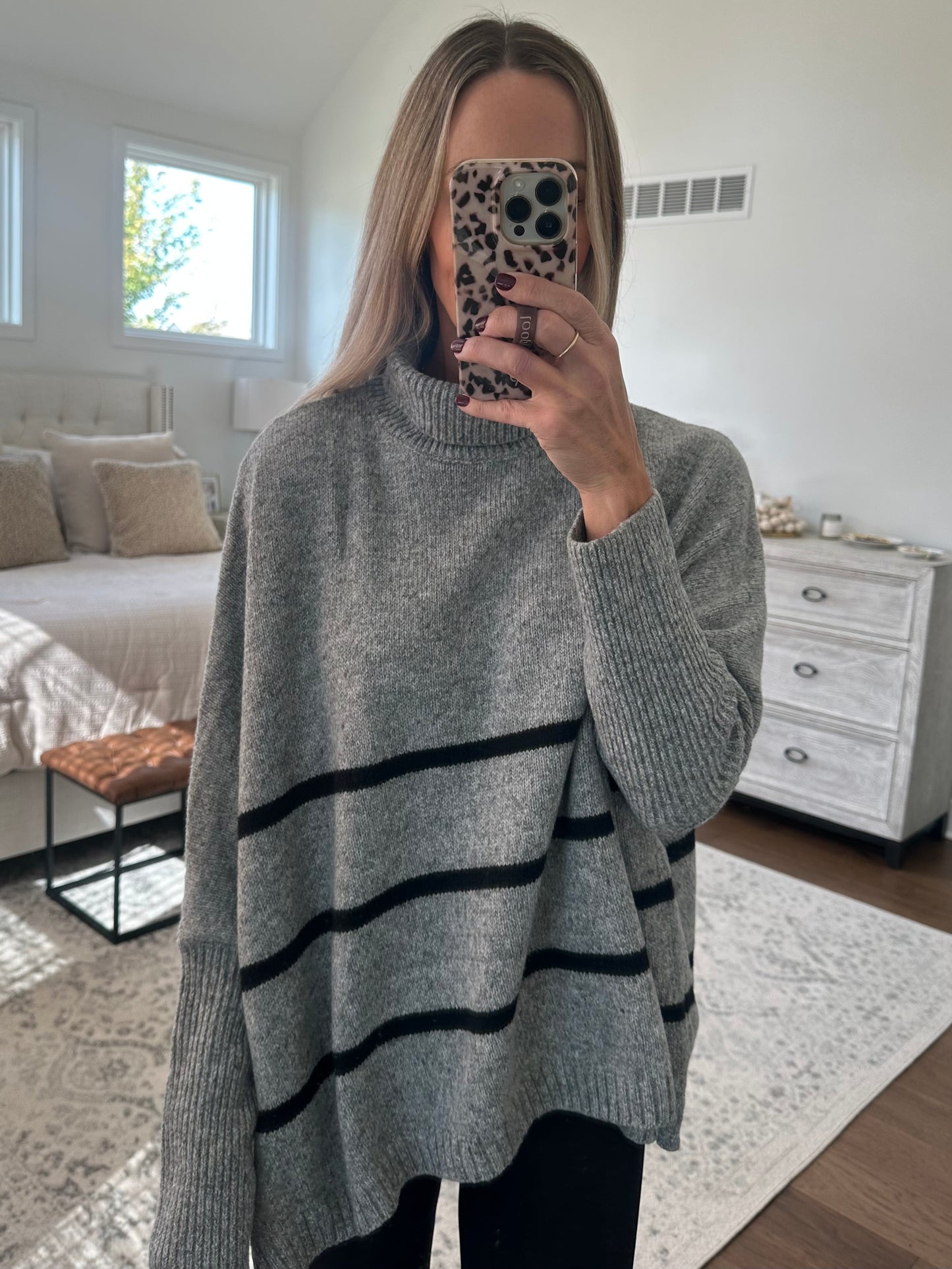 Grey Cowl Neck Sweater