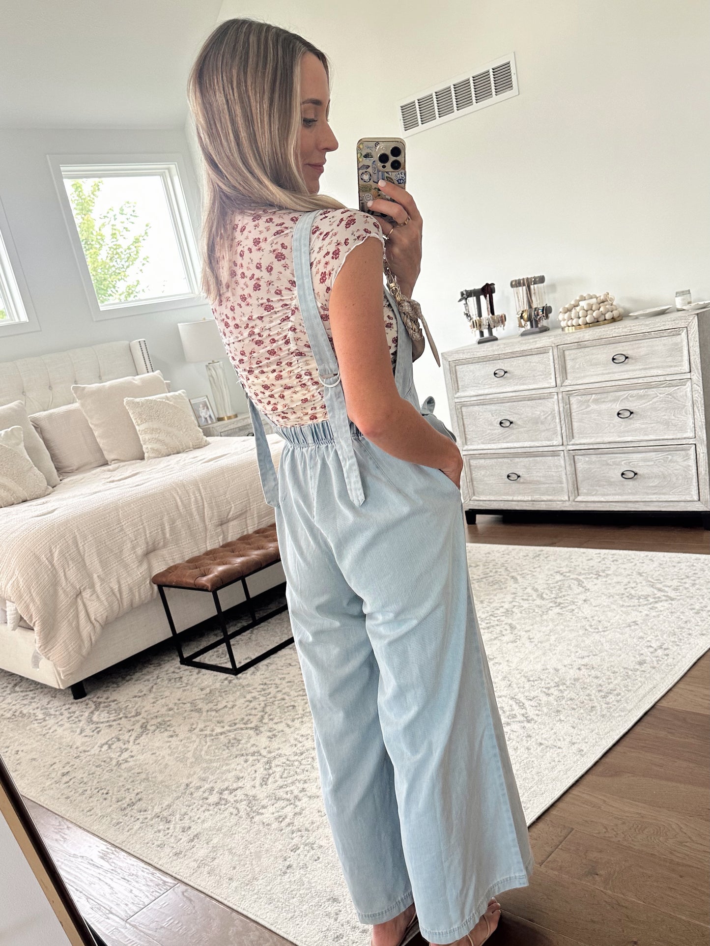 Bow Denim Jumpsuit
