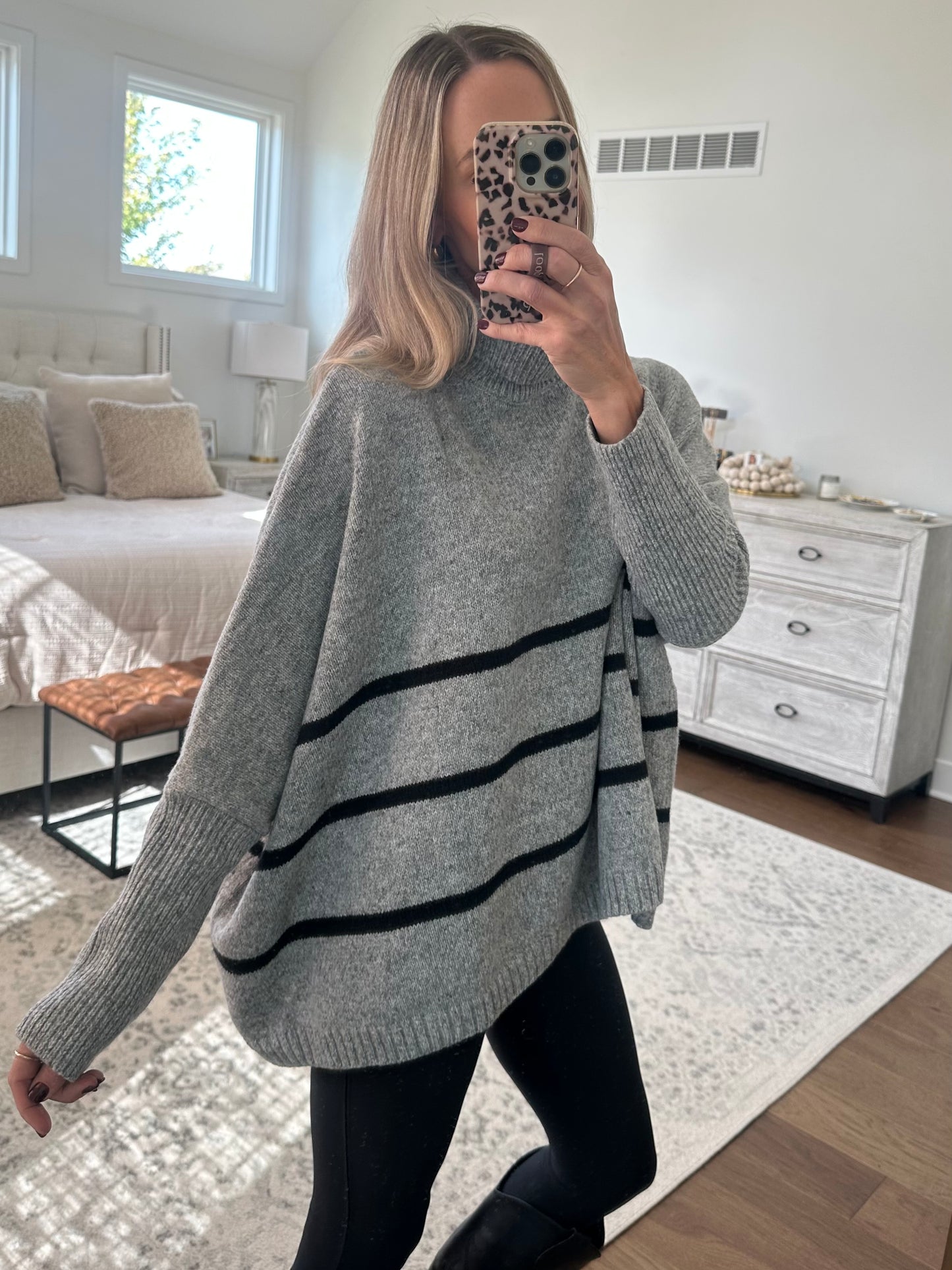 Grey Cowl Neck Sweater