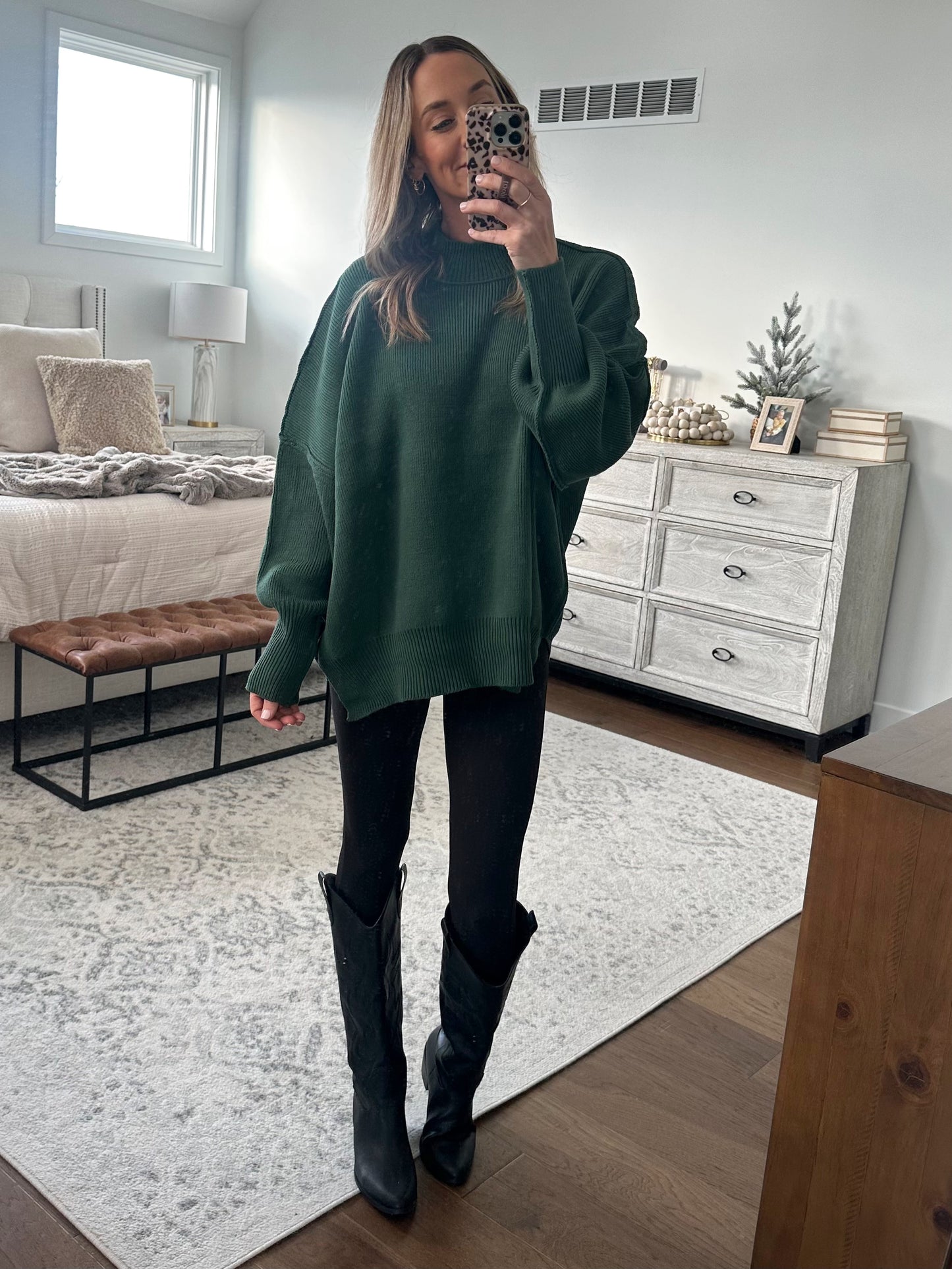 Oversized Sweater- Hunter Green