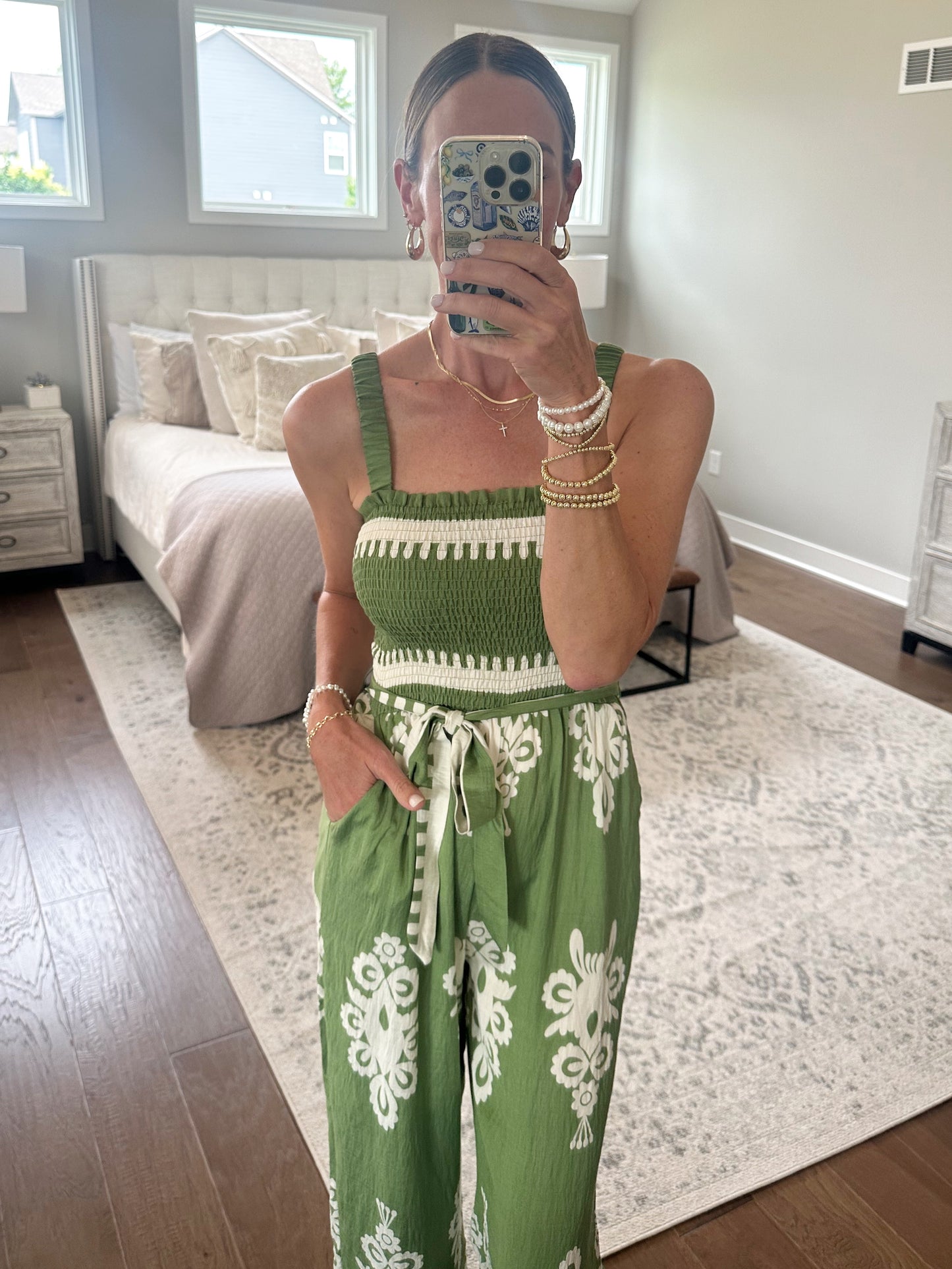 Green Printed Jumpsuit