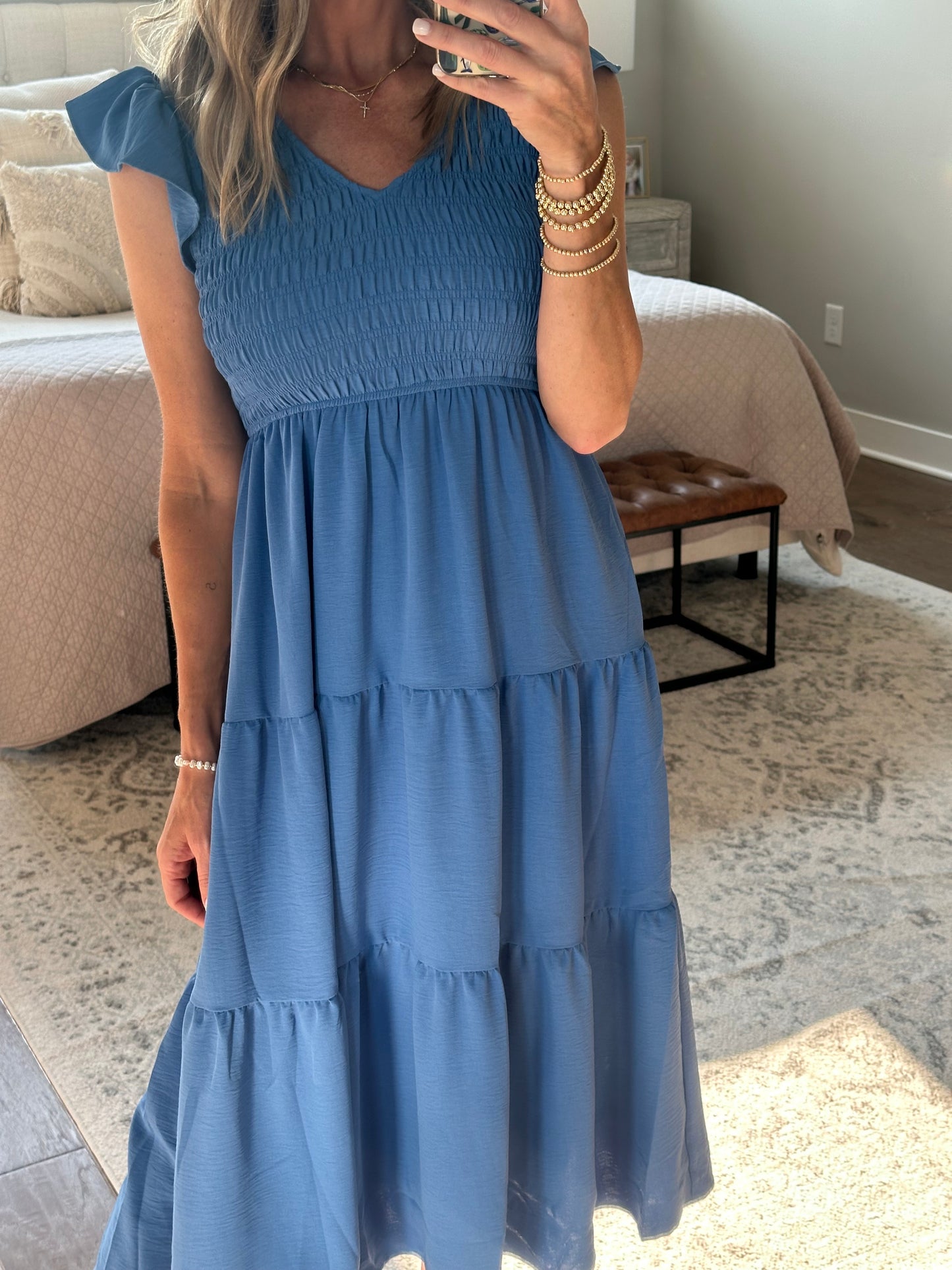 Smocked Maxi Dress- Royal Blue