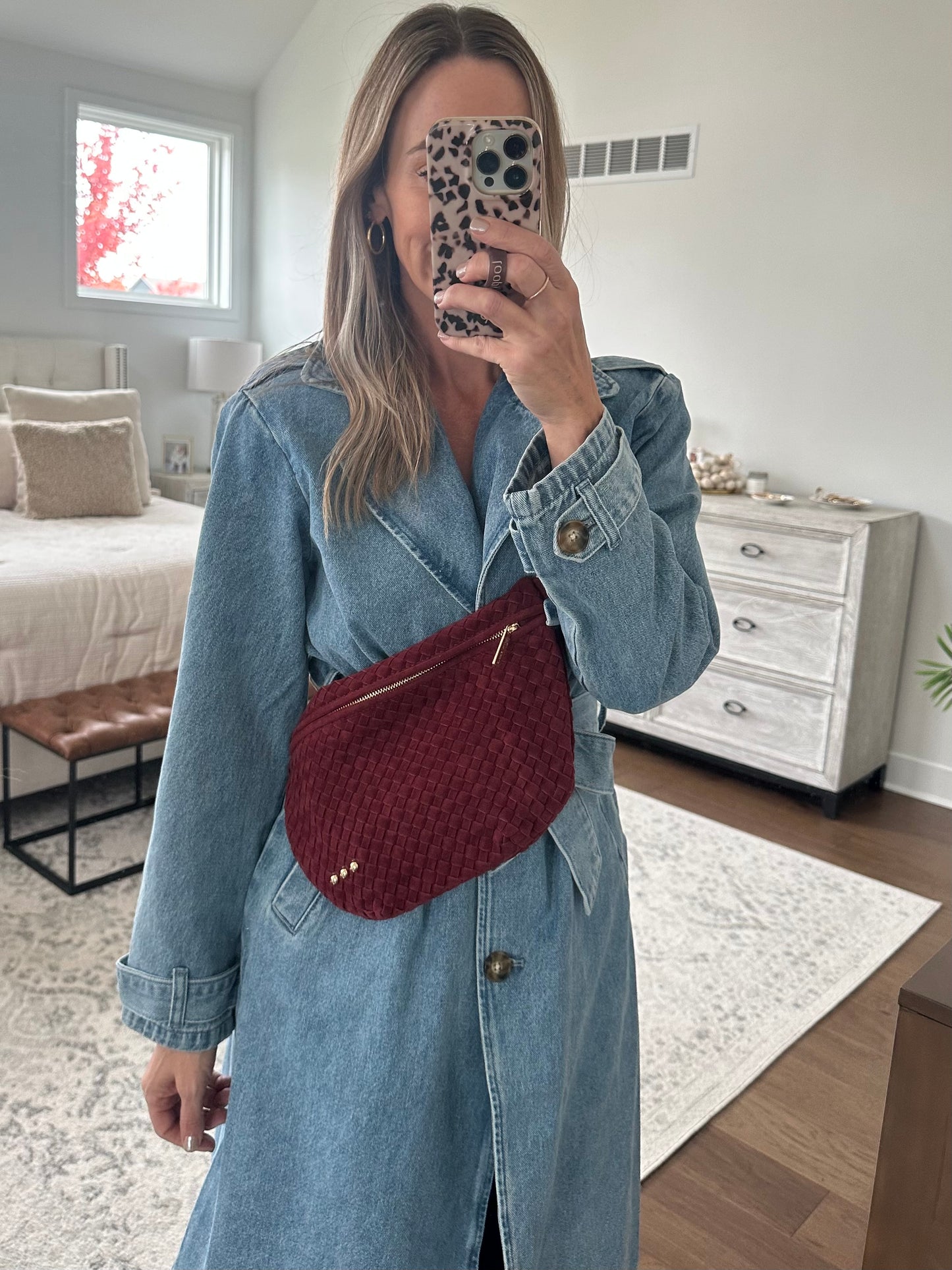 Woven Bum Bag- Burgundy