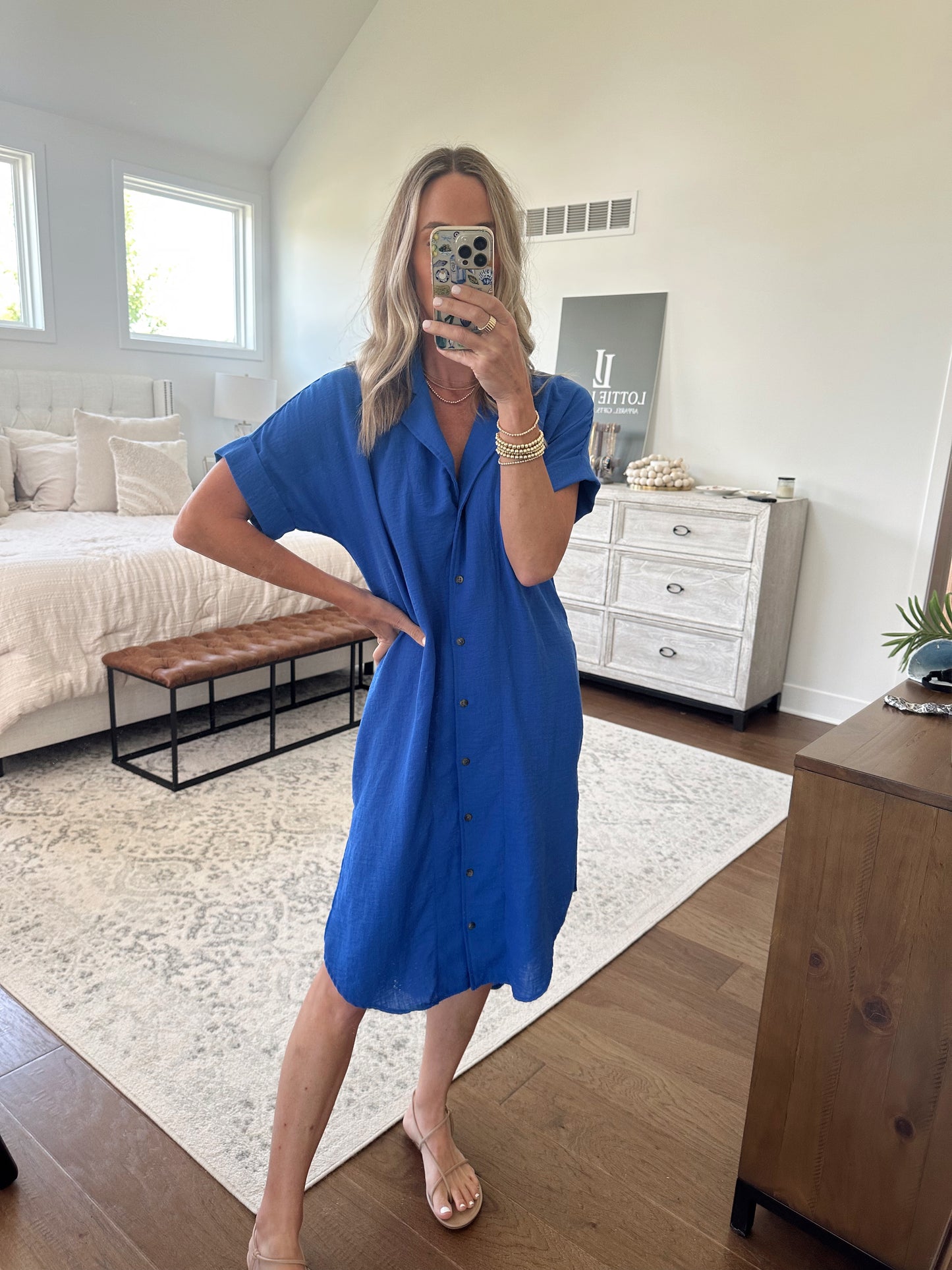 Shirt Dress- Cobalt