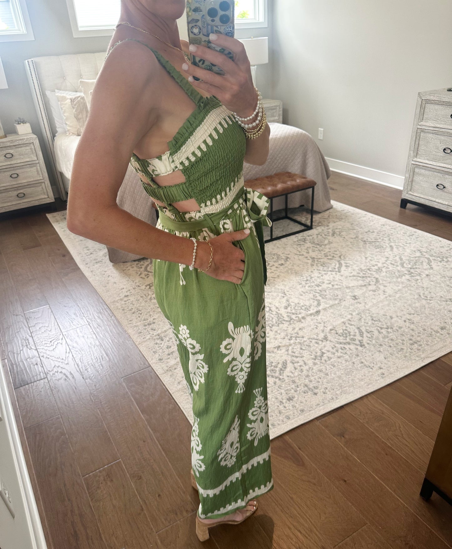 Green Printed Jumpsuit