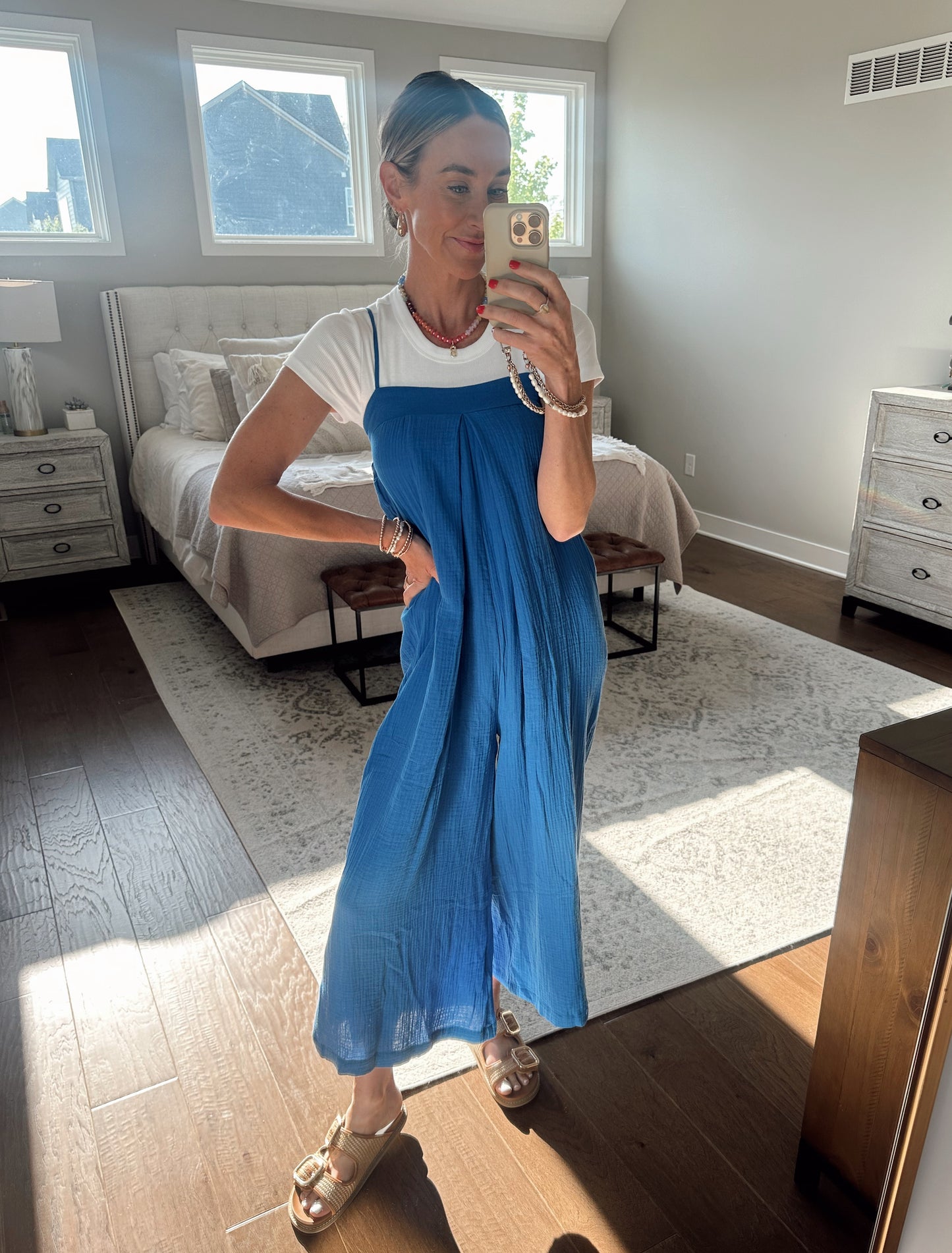 Wide Leg Jumpsuit- Cobalt