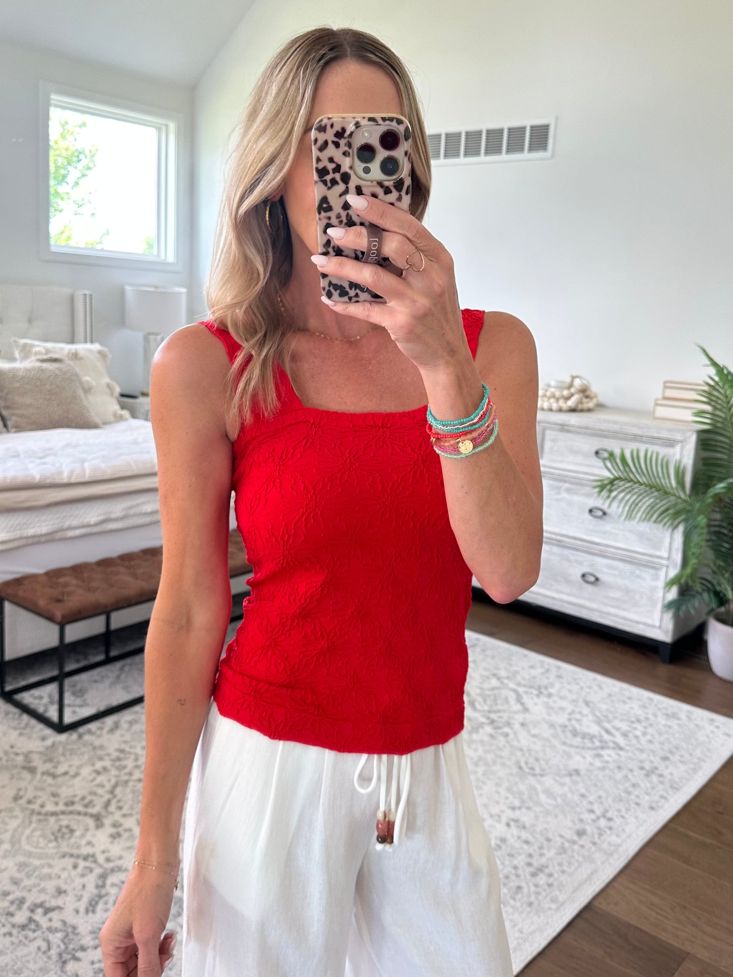 Floral Tank-Red