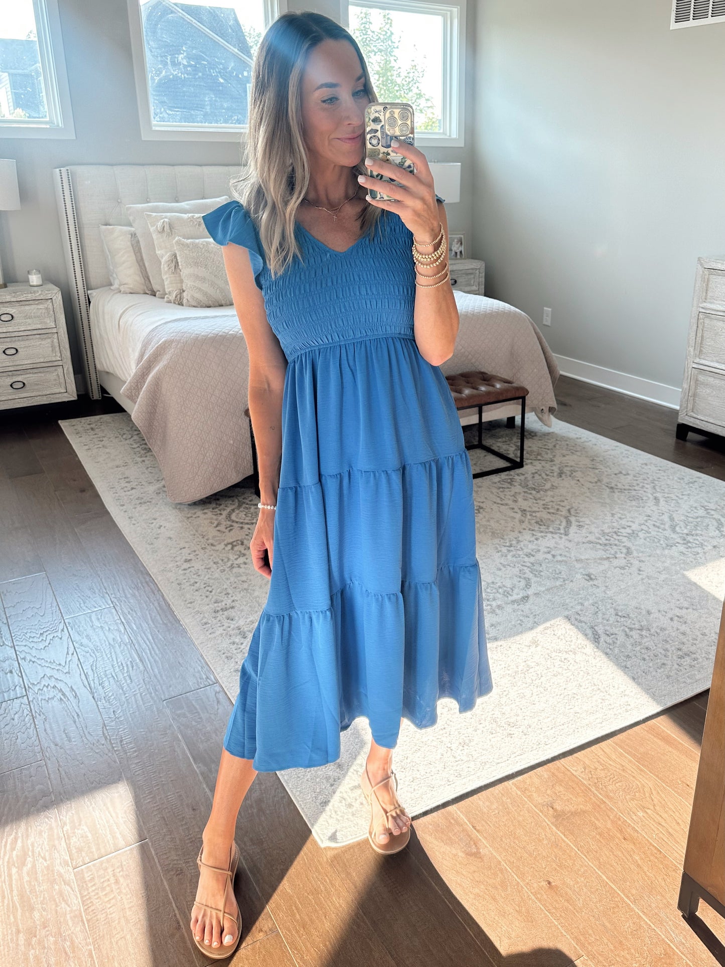 Smocked Maxi Dress- Royal Blue
