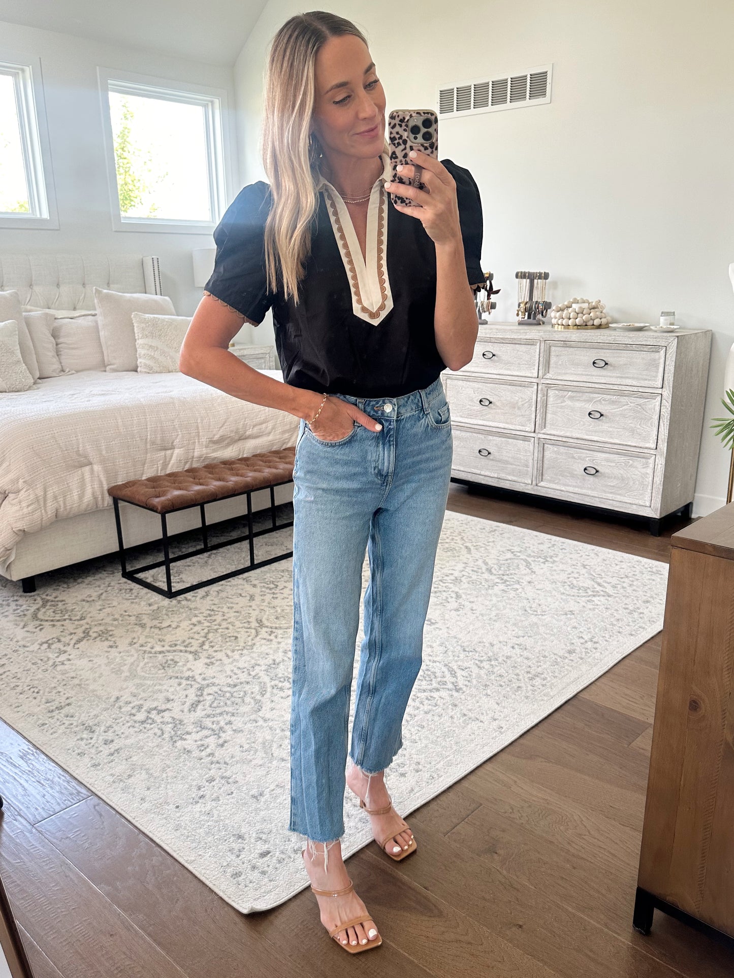 Puff Sleeve Black Blouse
