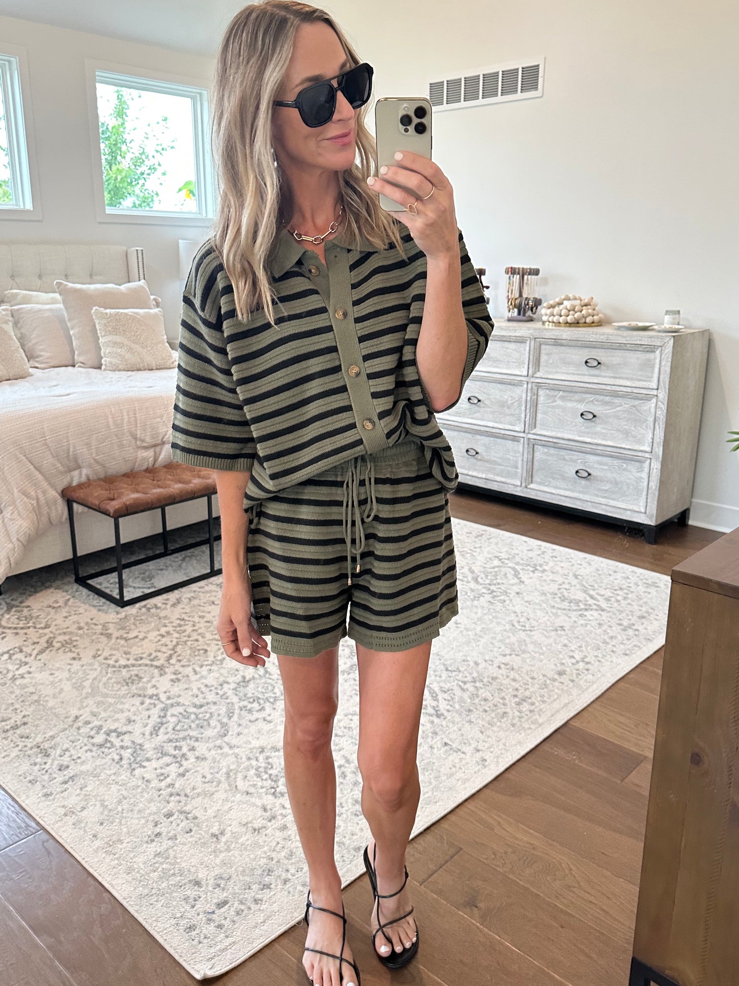 Olive Striped Set