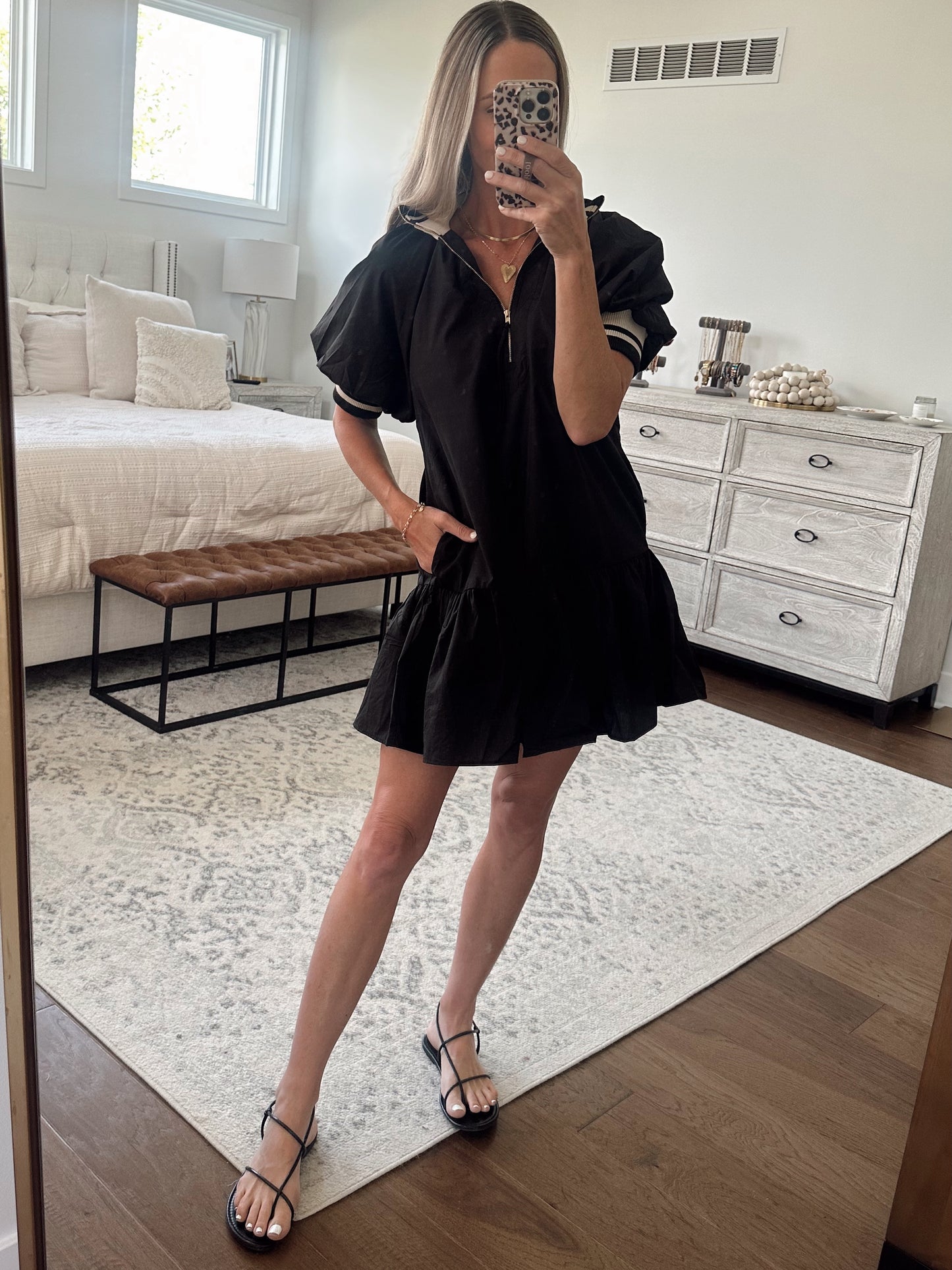 Black Ruffle Hem Dress