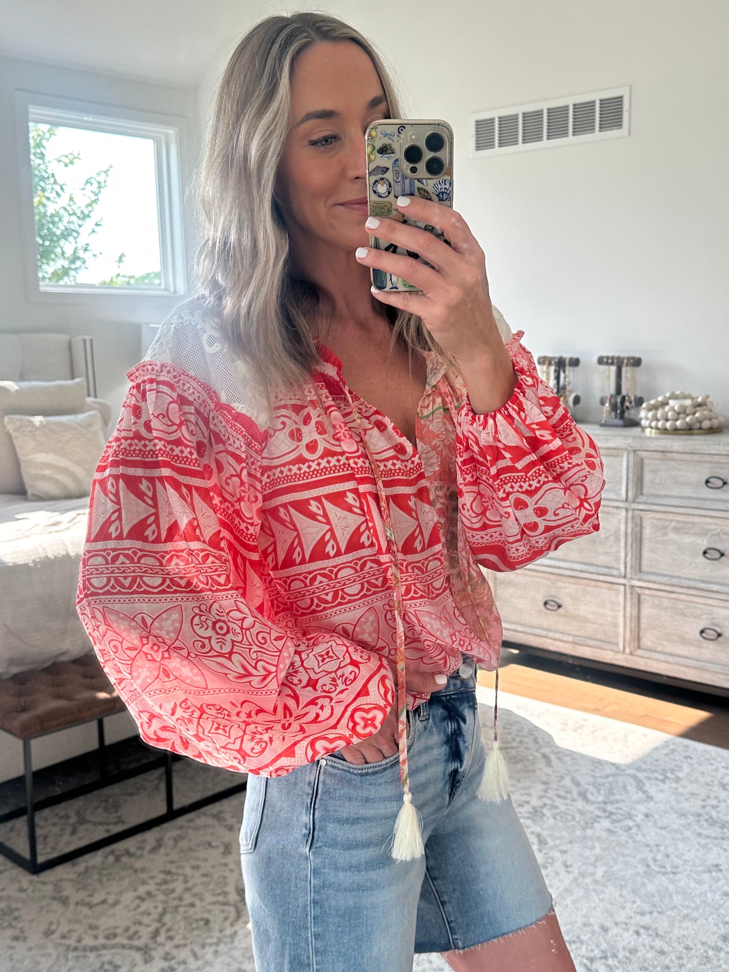 Red Printed Blouse