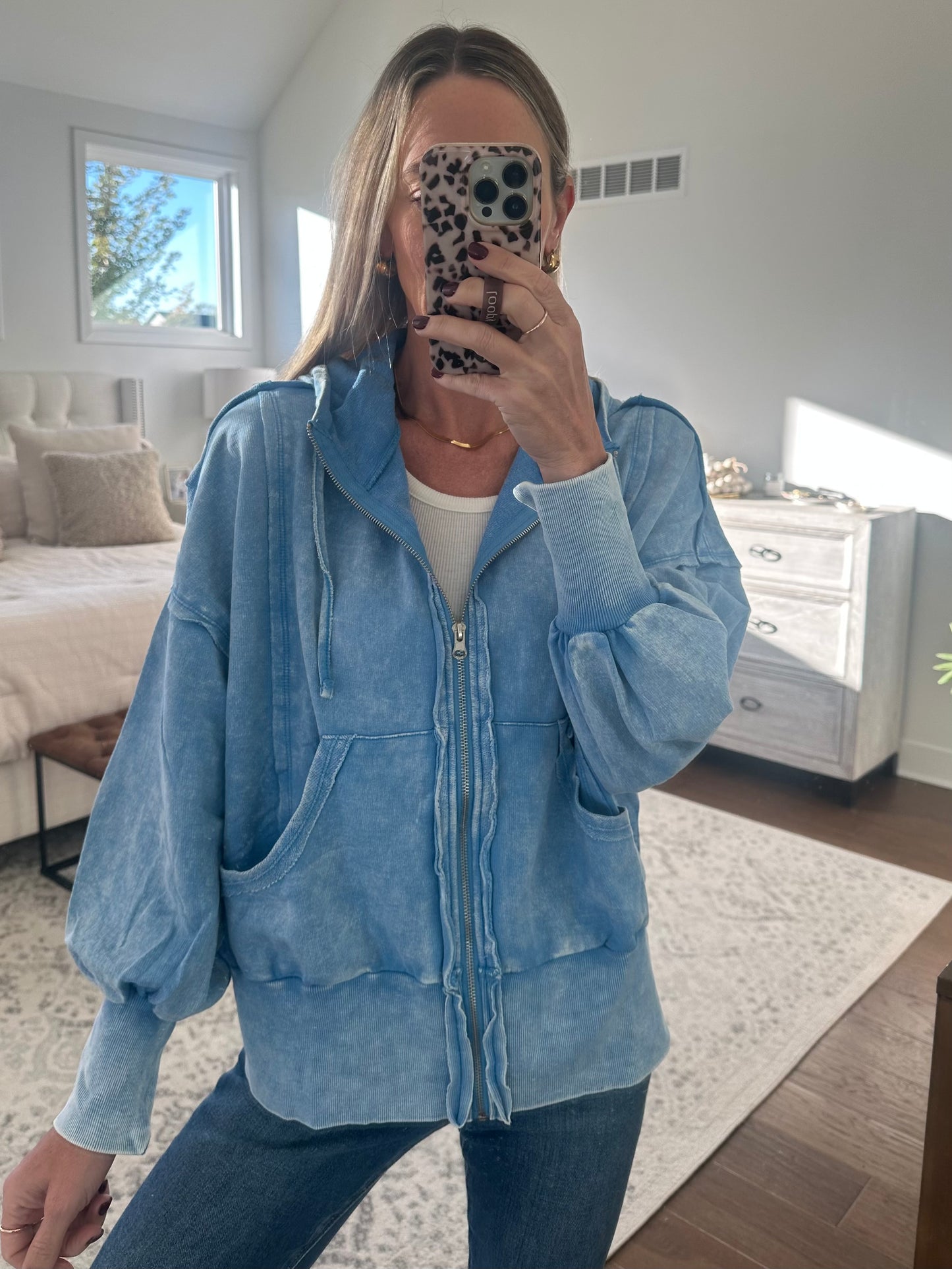 Baby Blue Zip Up Hoodie