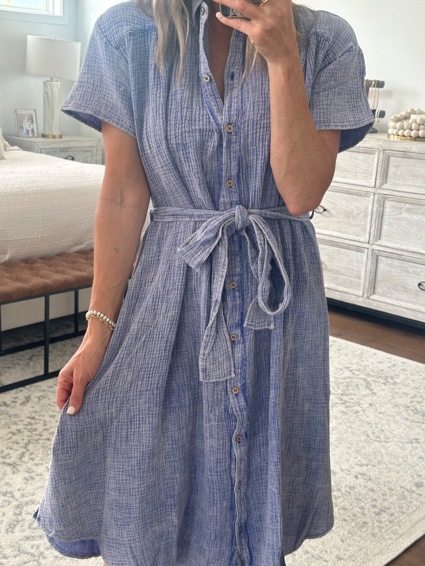Washed Button Down Dress