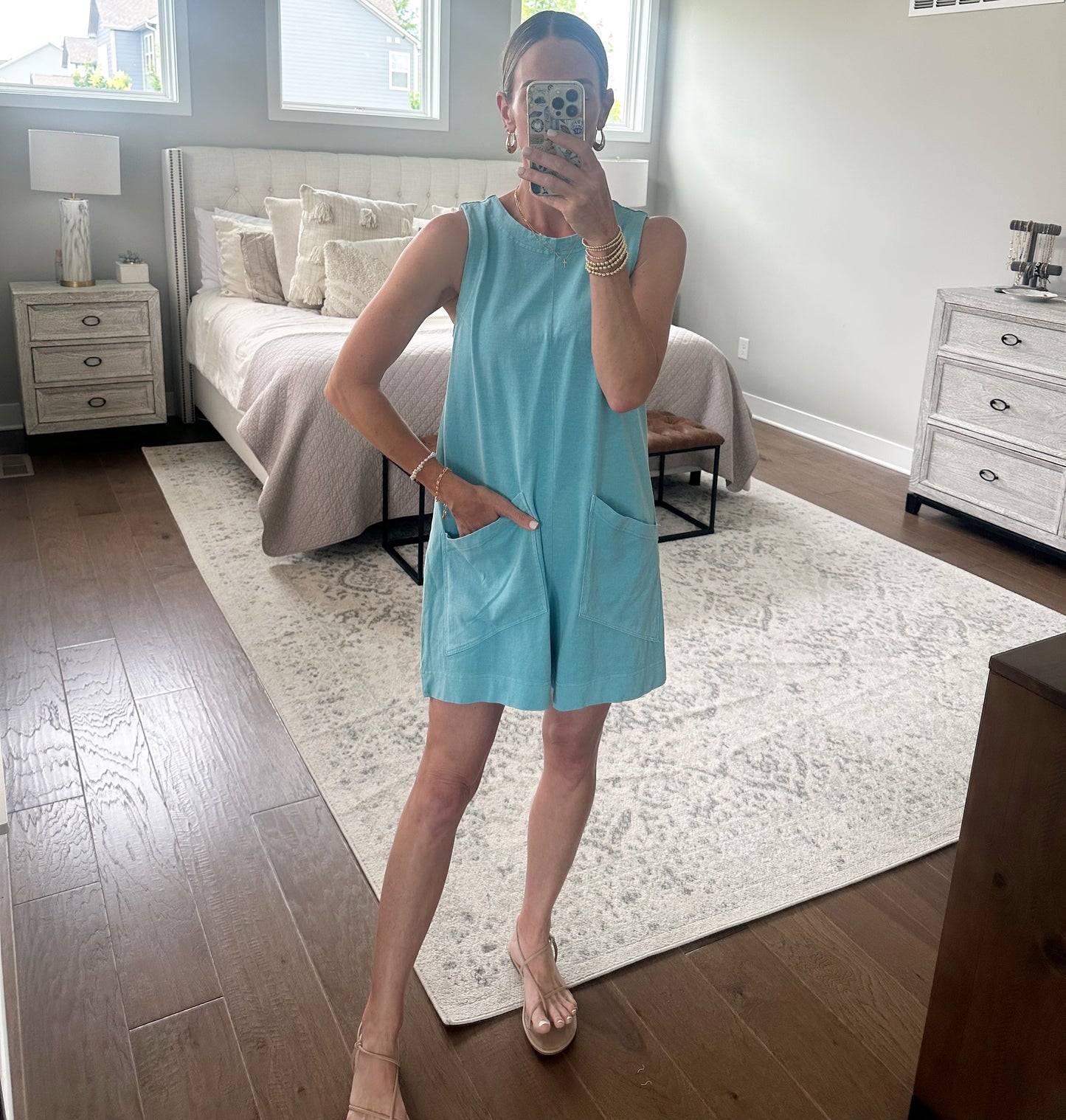 Sky Blue Sleeveless Romper