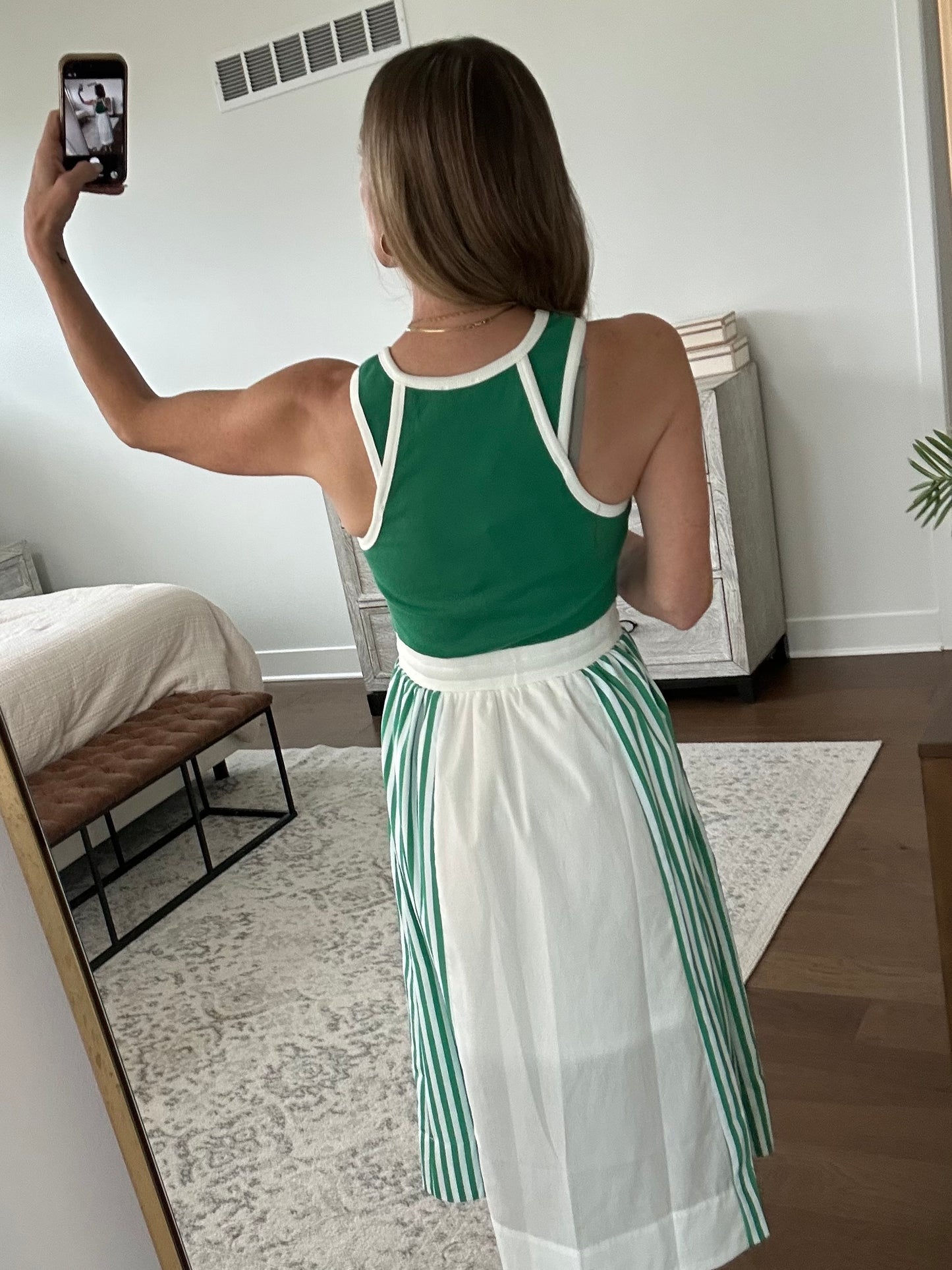 Green & Ivory Tank Dress