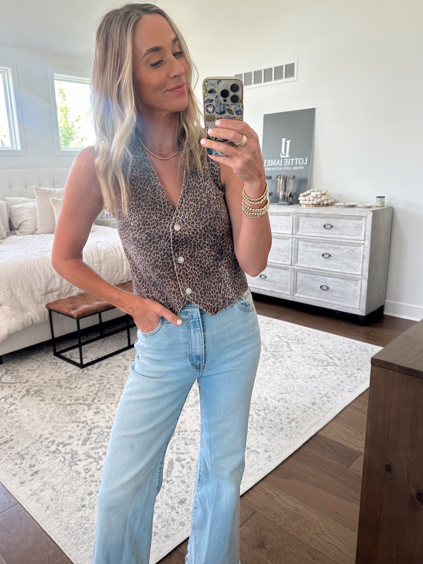 Leopard Denim Vest