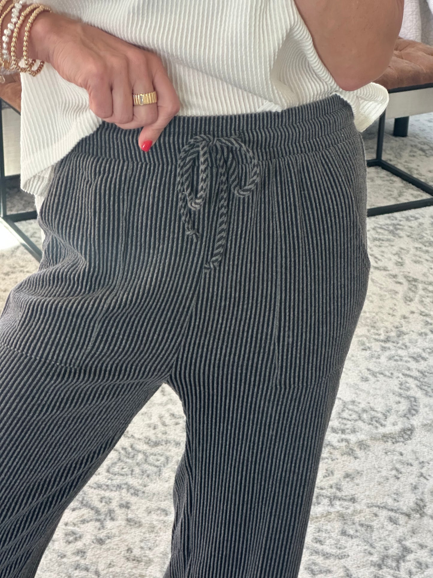 Ribbed Pants- Charcoal