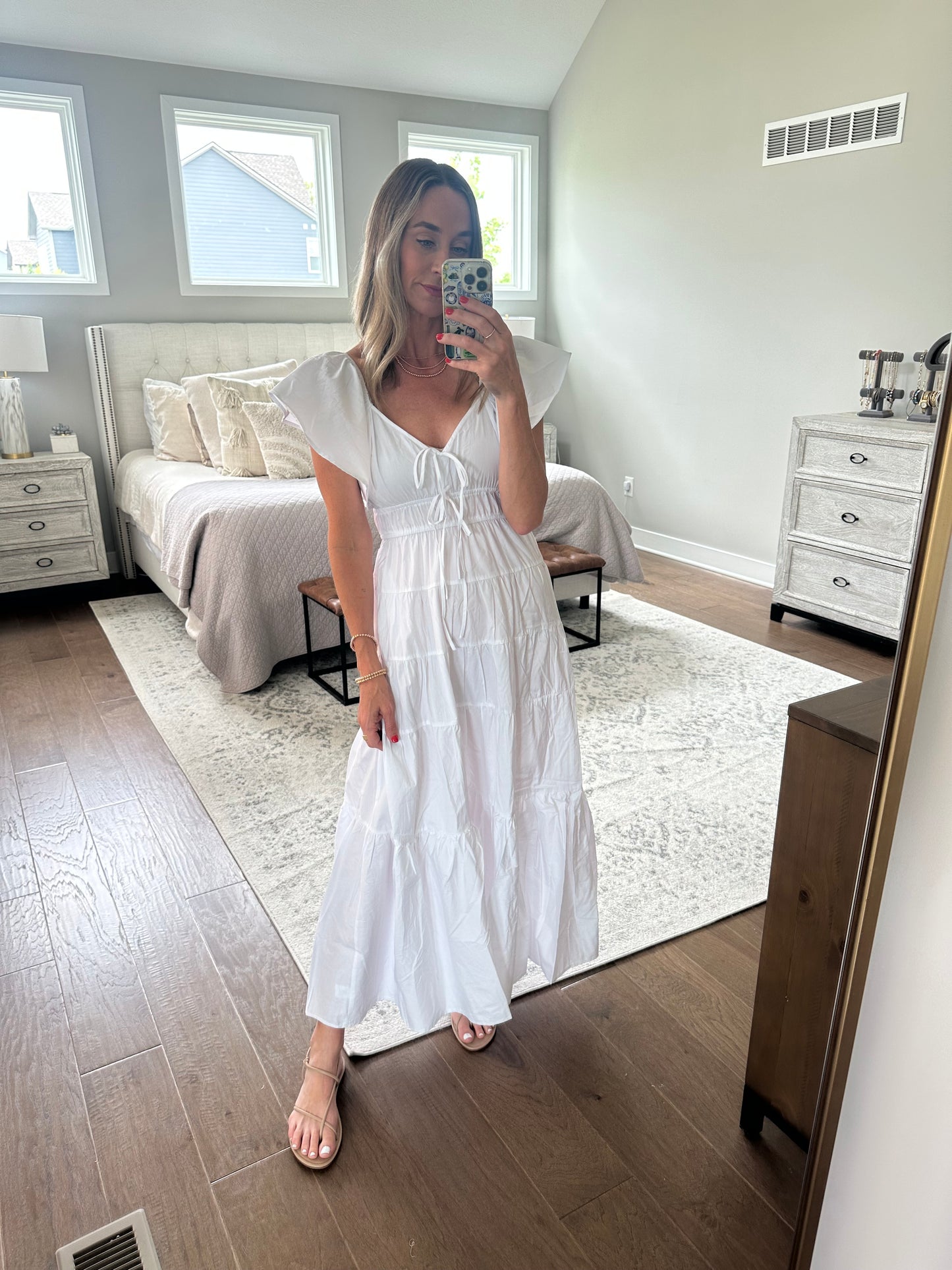 Tie Front Maxi-White