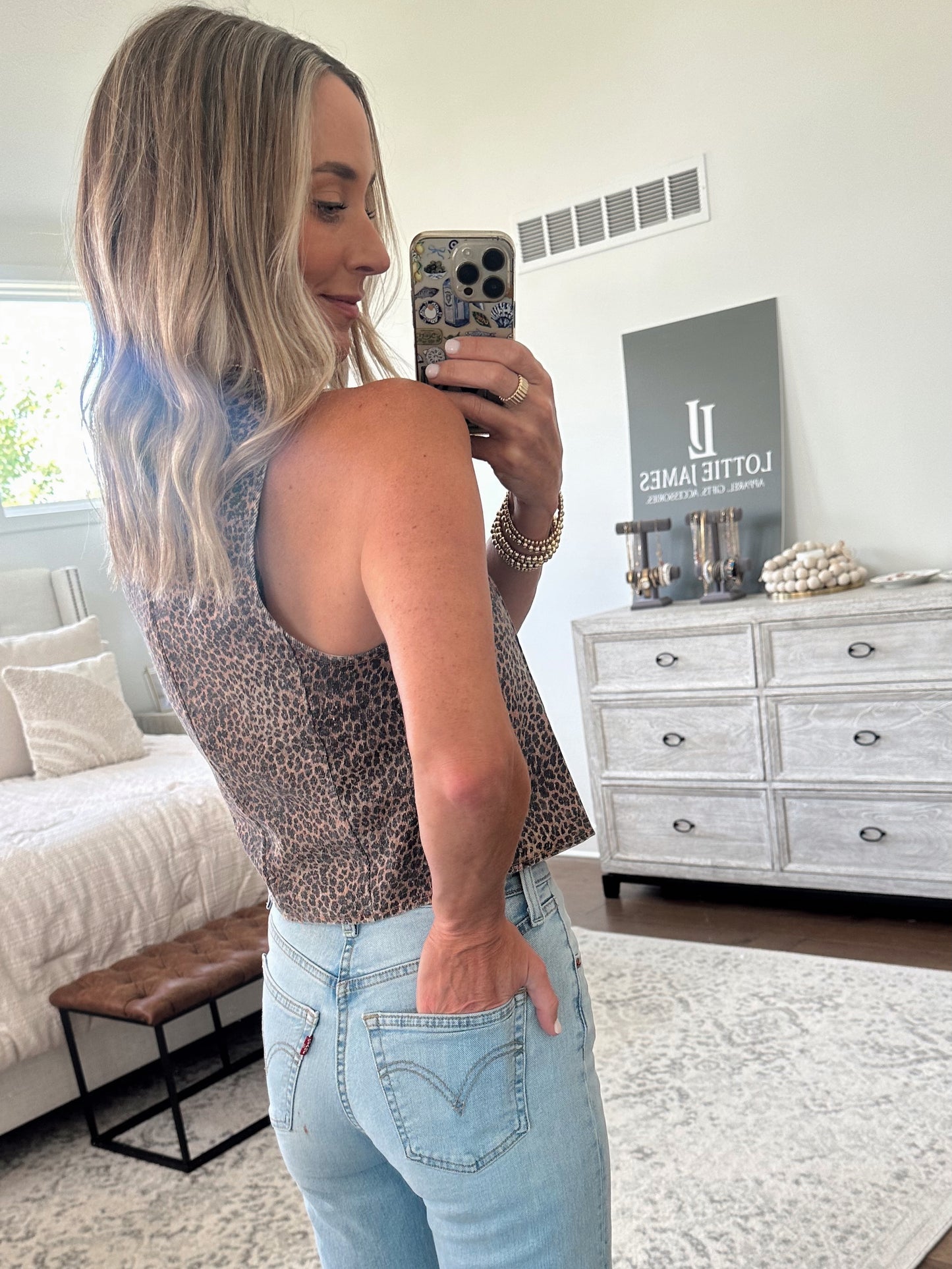 Leopard Denim Vest
