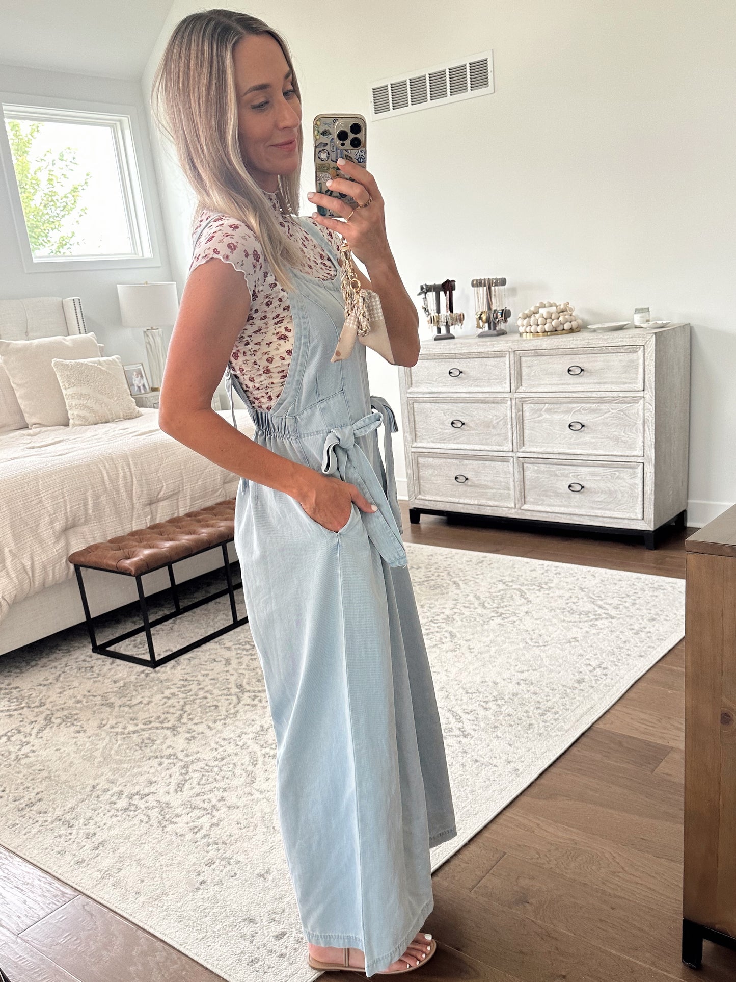 Bow Denim Jumpsuit