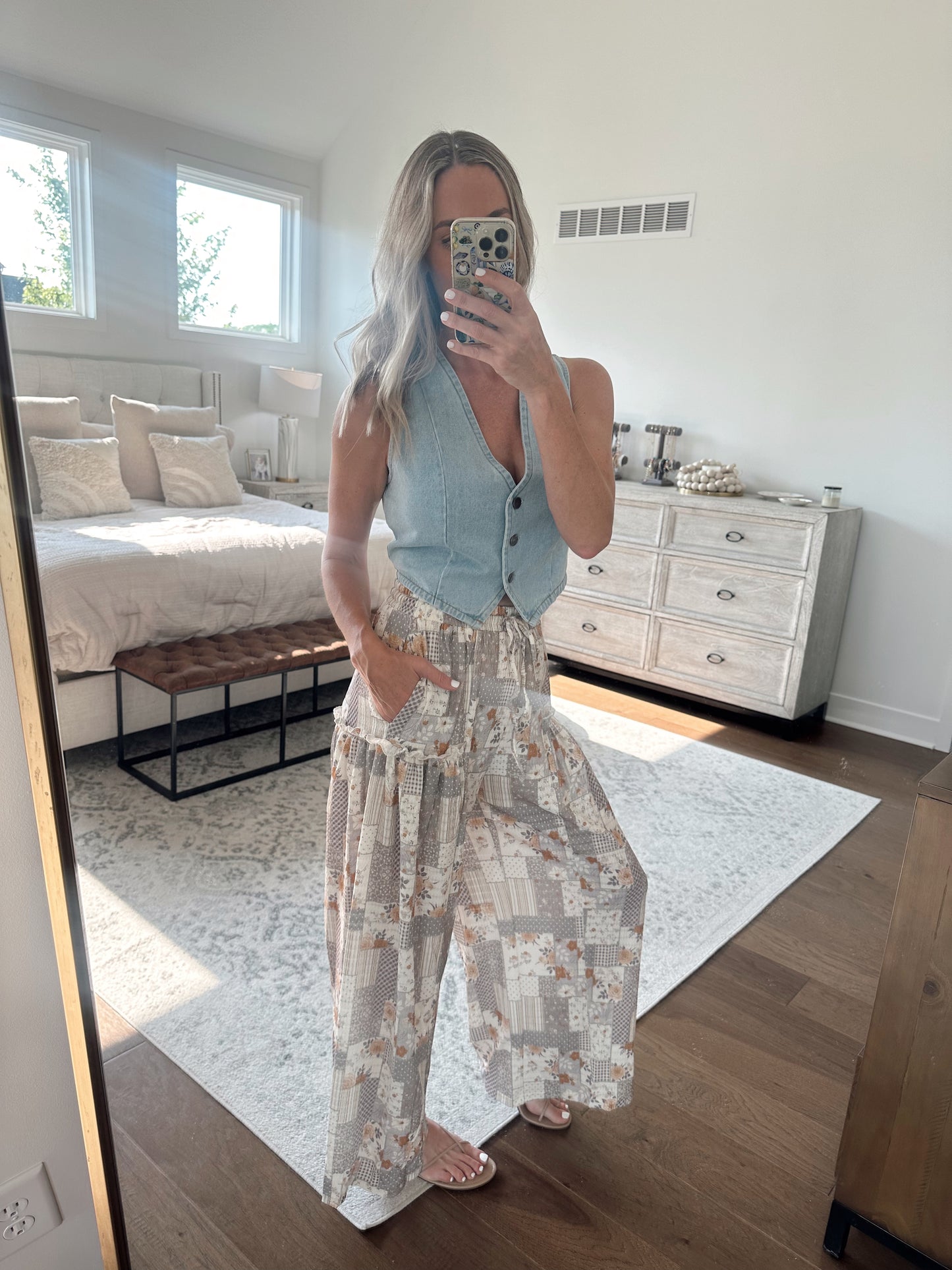 Patchwork Wide Leg Pant