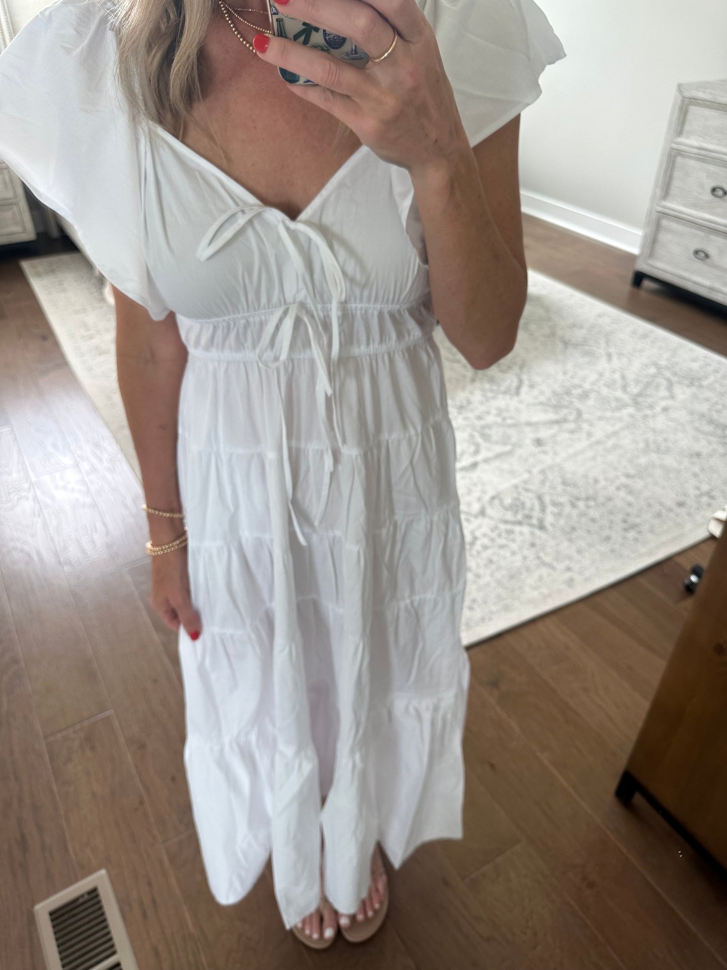 Tie Front Maxi-White