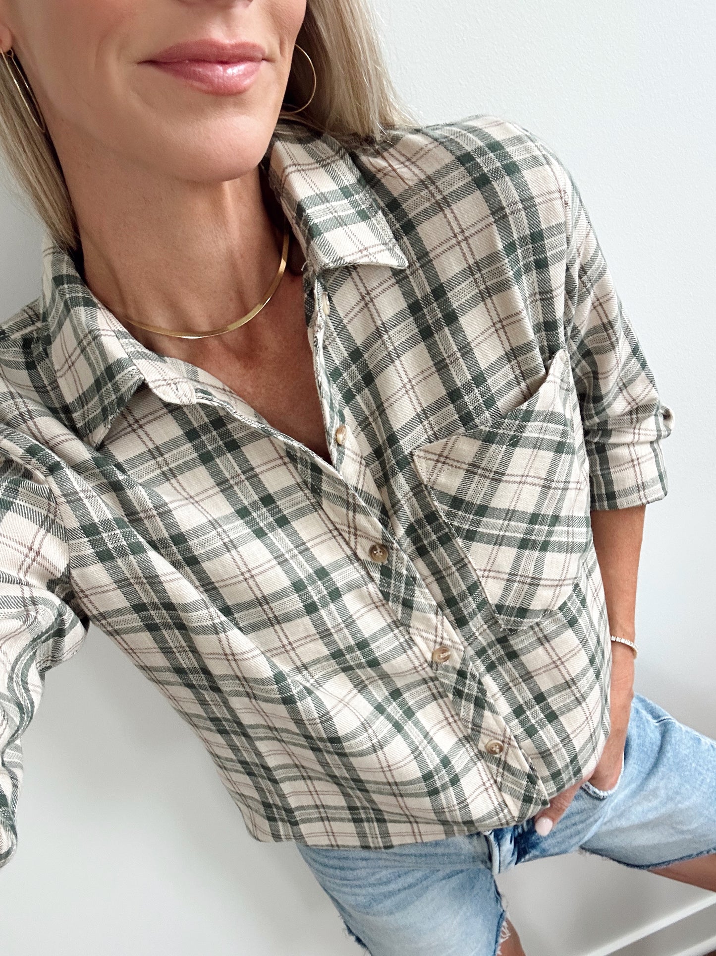 Classic Plaid Button Down- Green