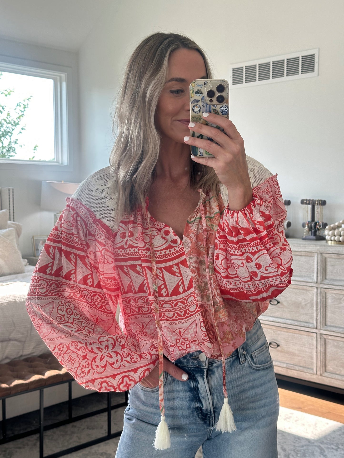 Red Printed Blouse