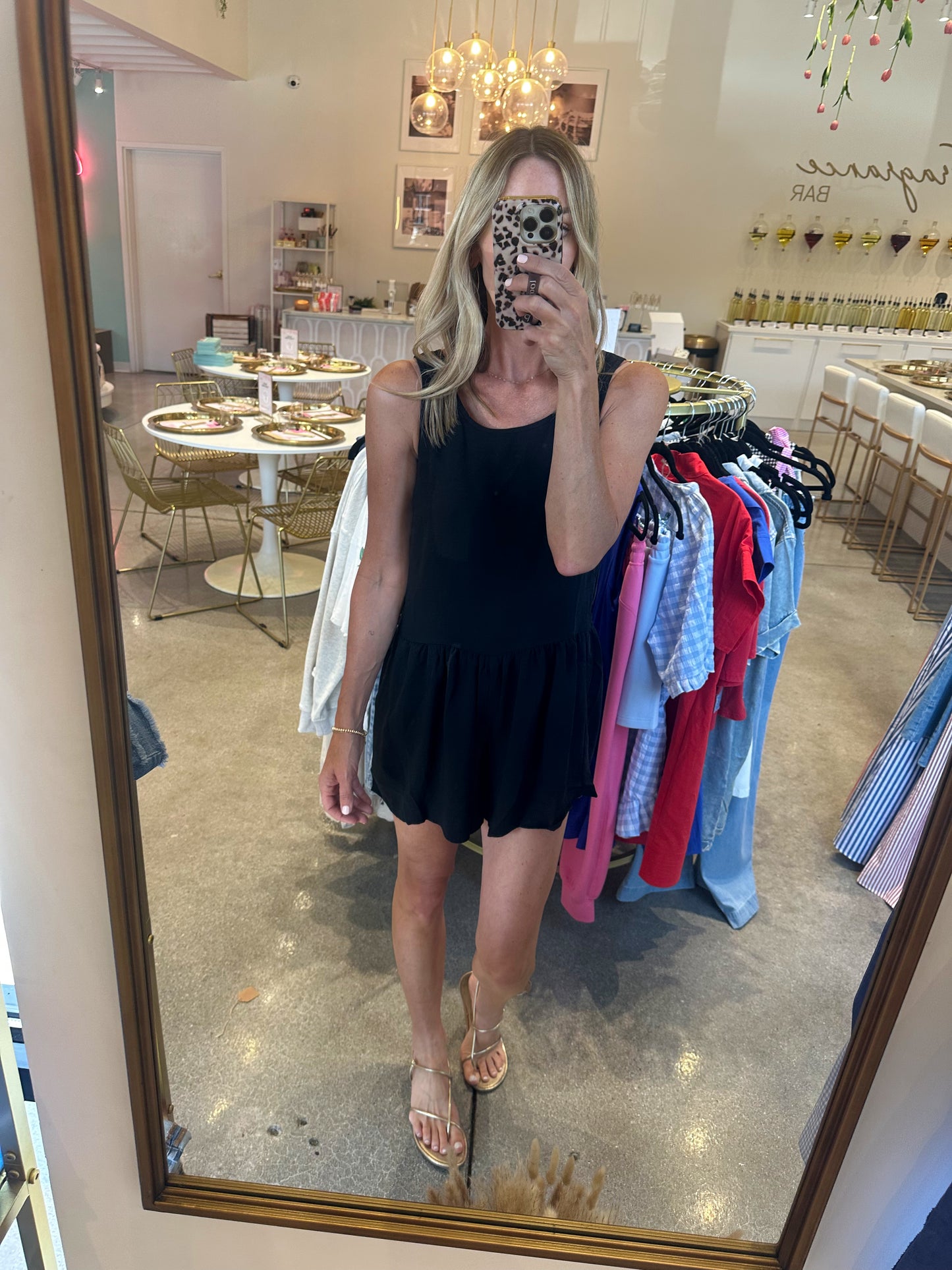 Bubble Hem Romper- Black