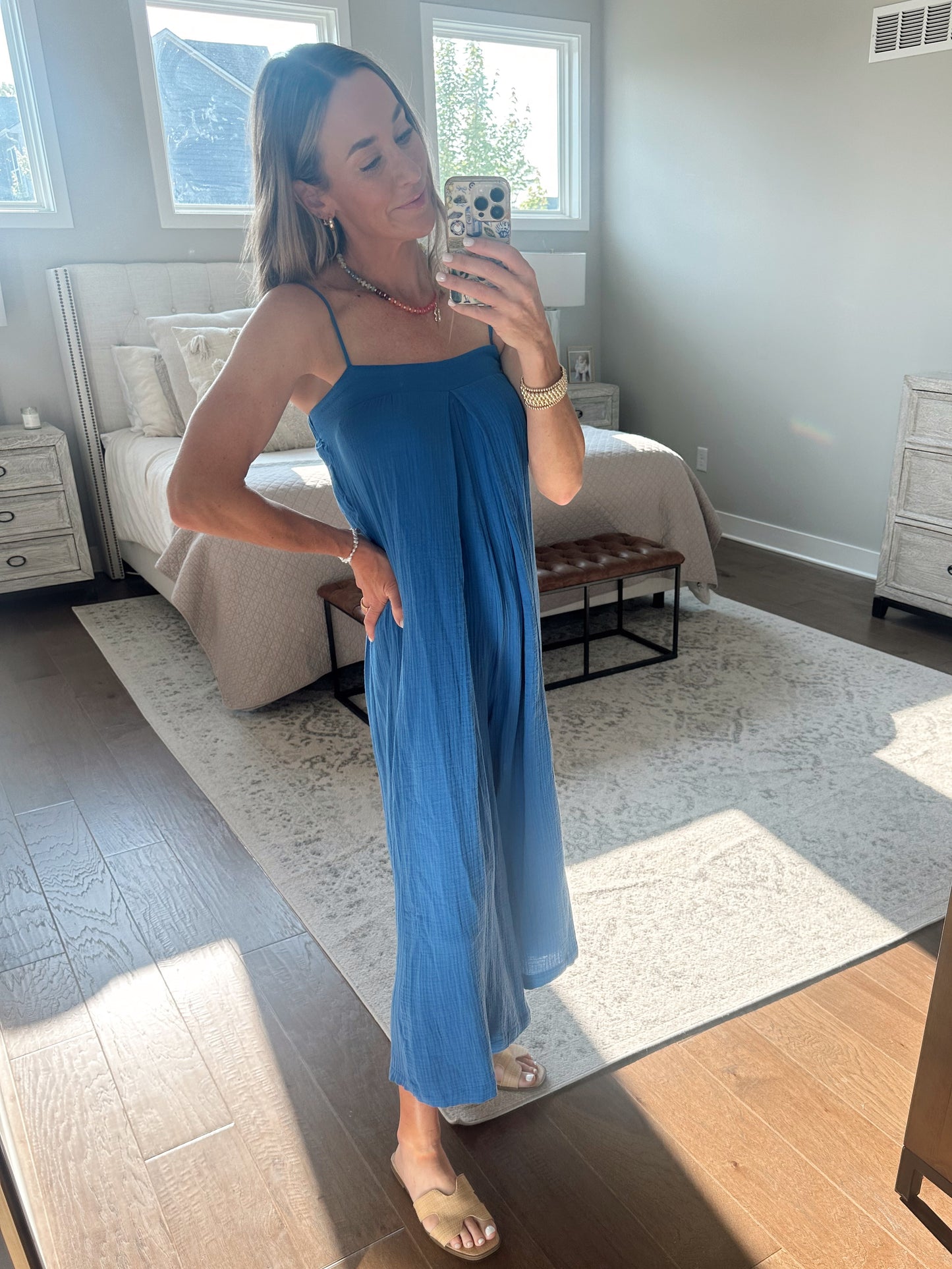 Wide Leg Jumpsuit- Cobalt