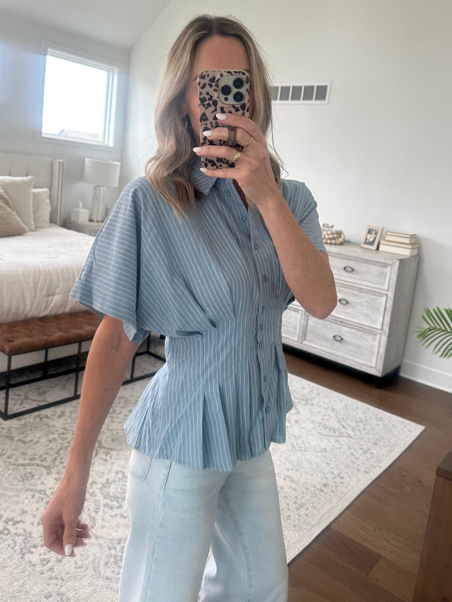Pintuck Blouse- Blue