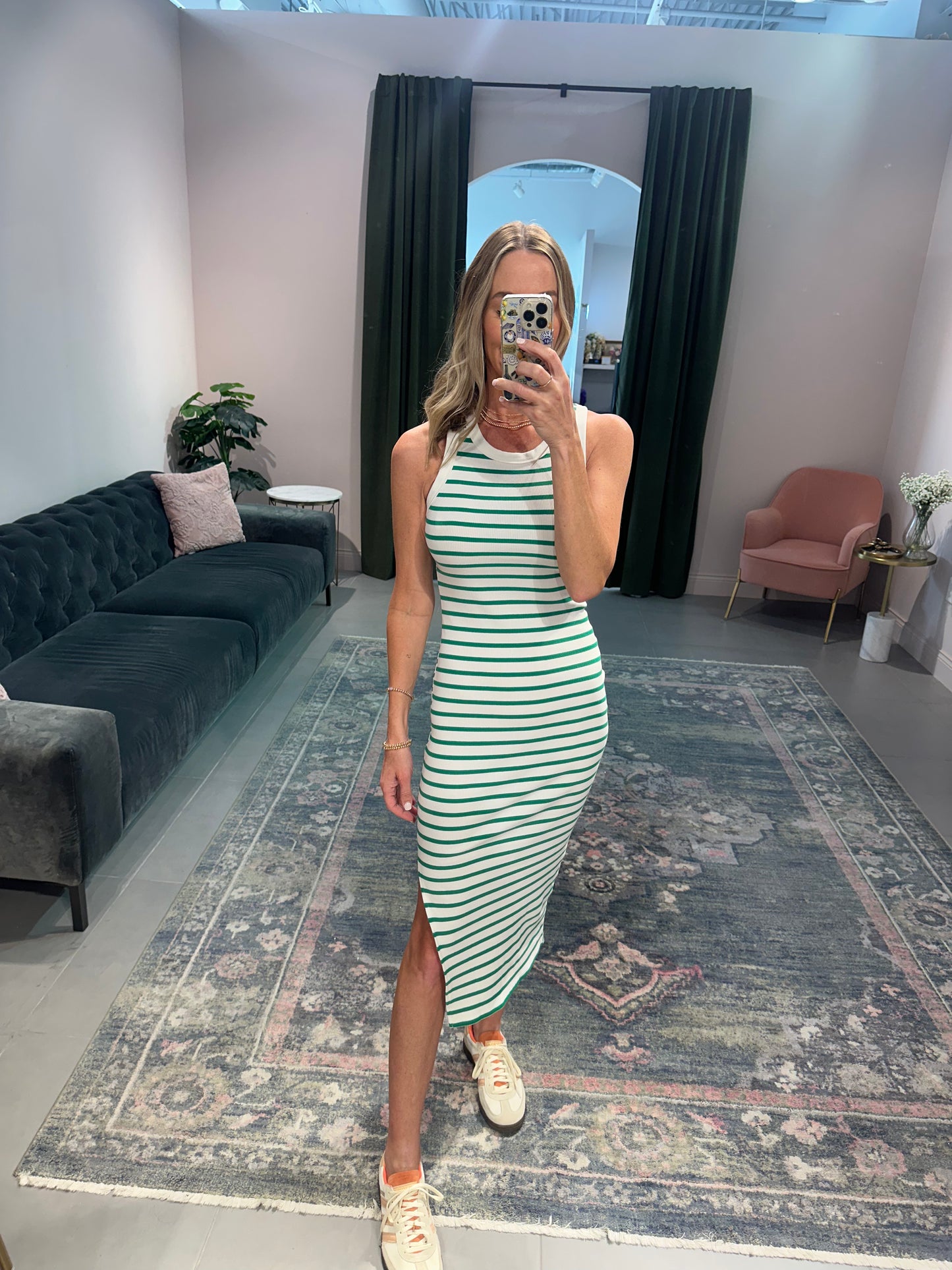 Stretchy Striped Midi