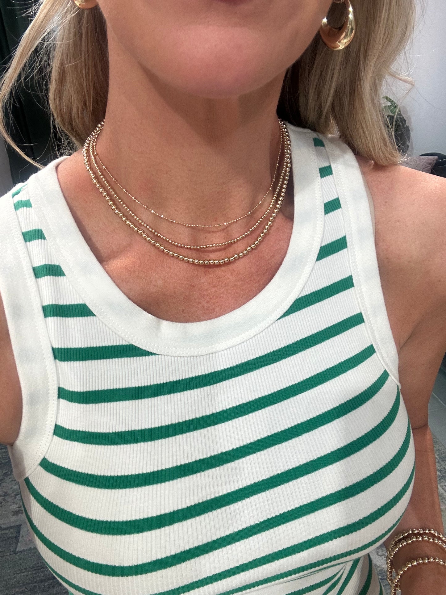 Gold Beaded 3- Strand Necklace