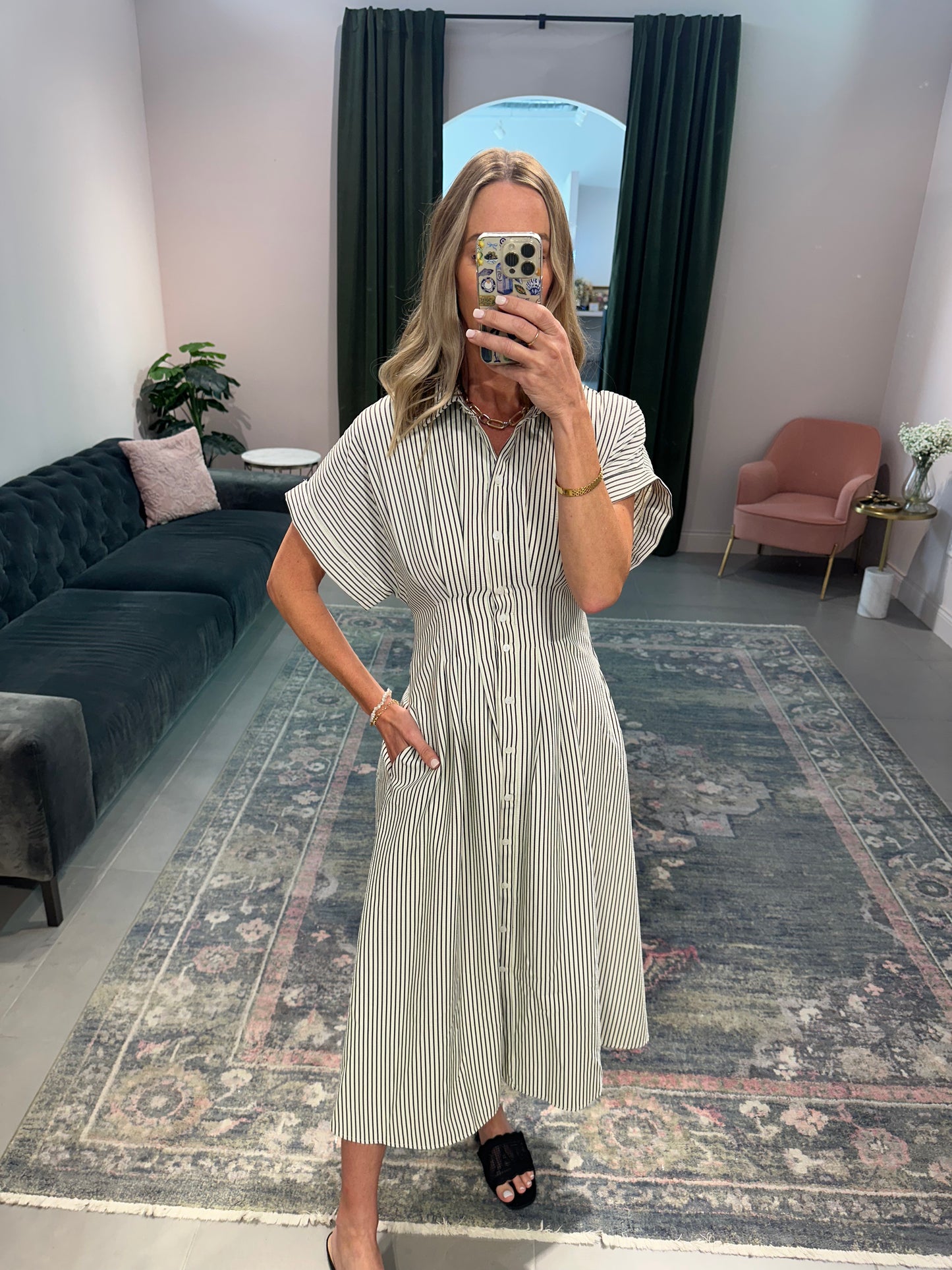 Pin Stripe Midi Dress