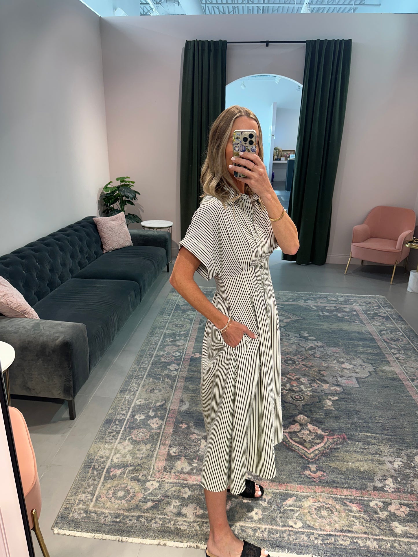 Pin Stripe Midi Dress
