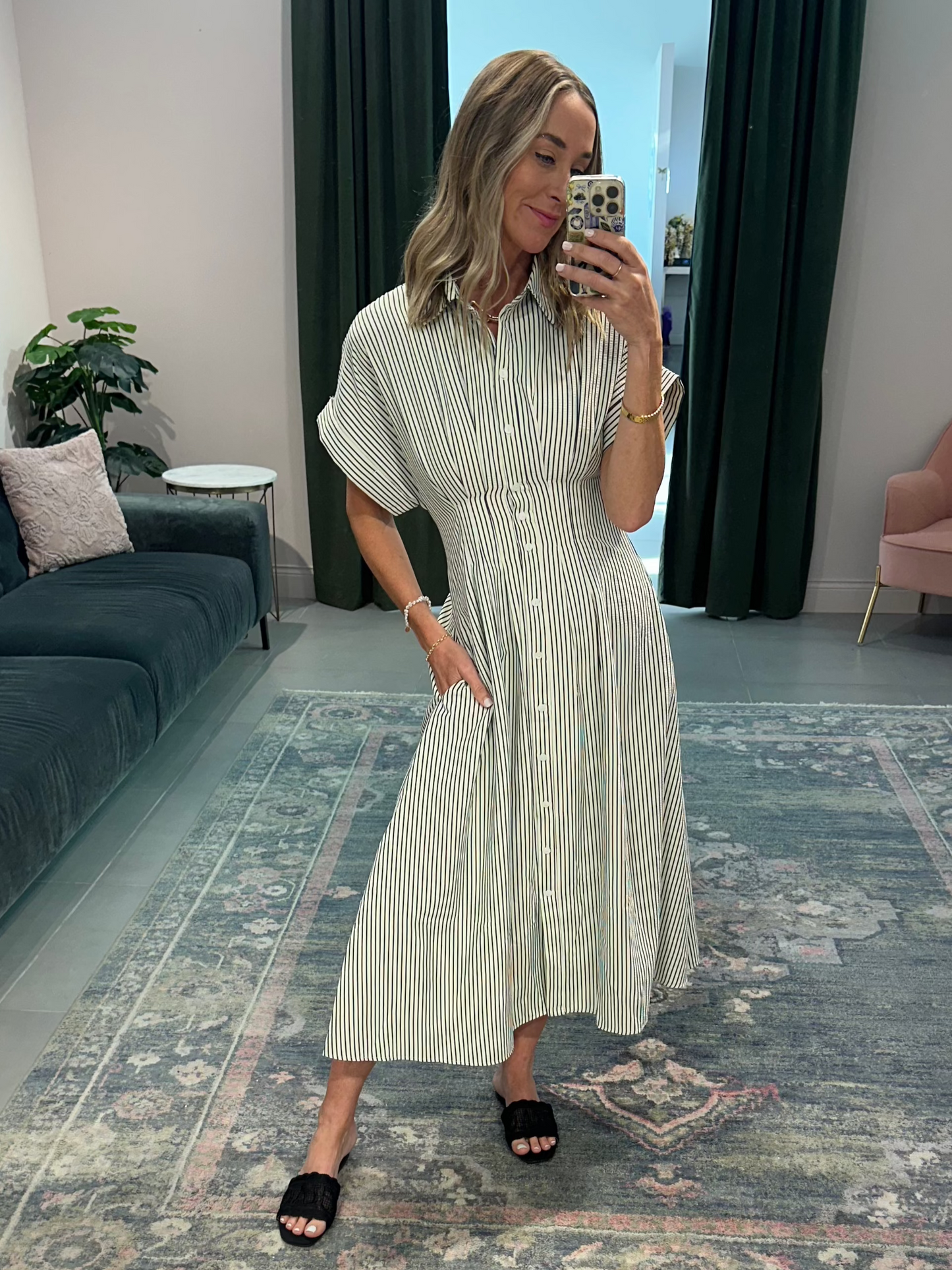 Pin Stripe Midi Dress