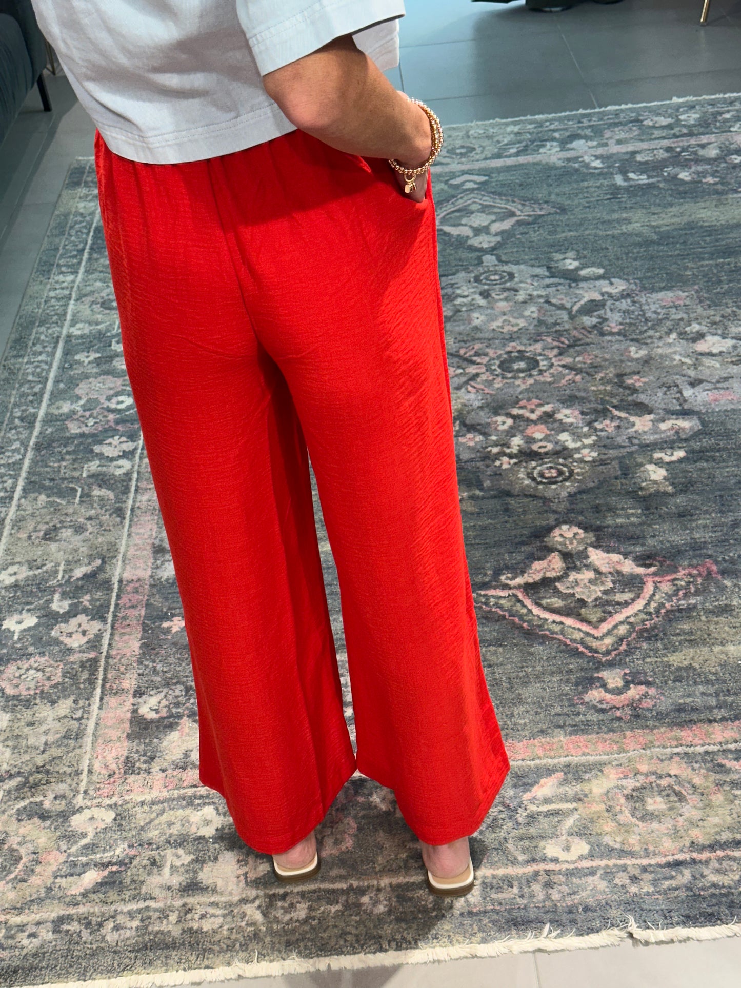 Red Woven Pant