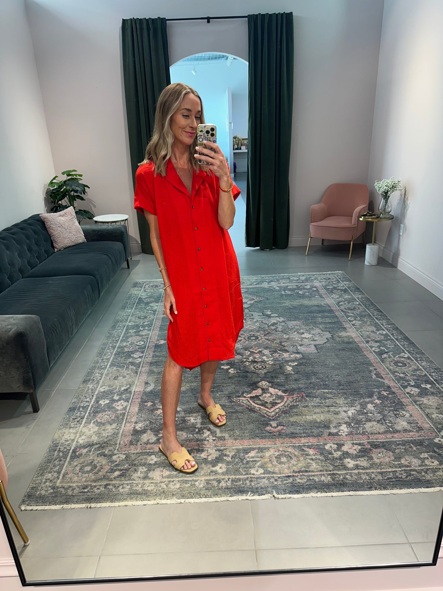 Shirt Dress- Red