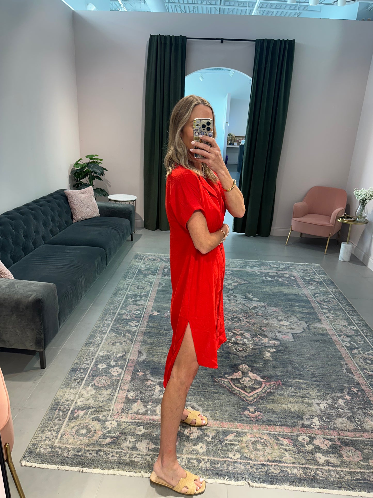 Shirt Dress- Red