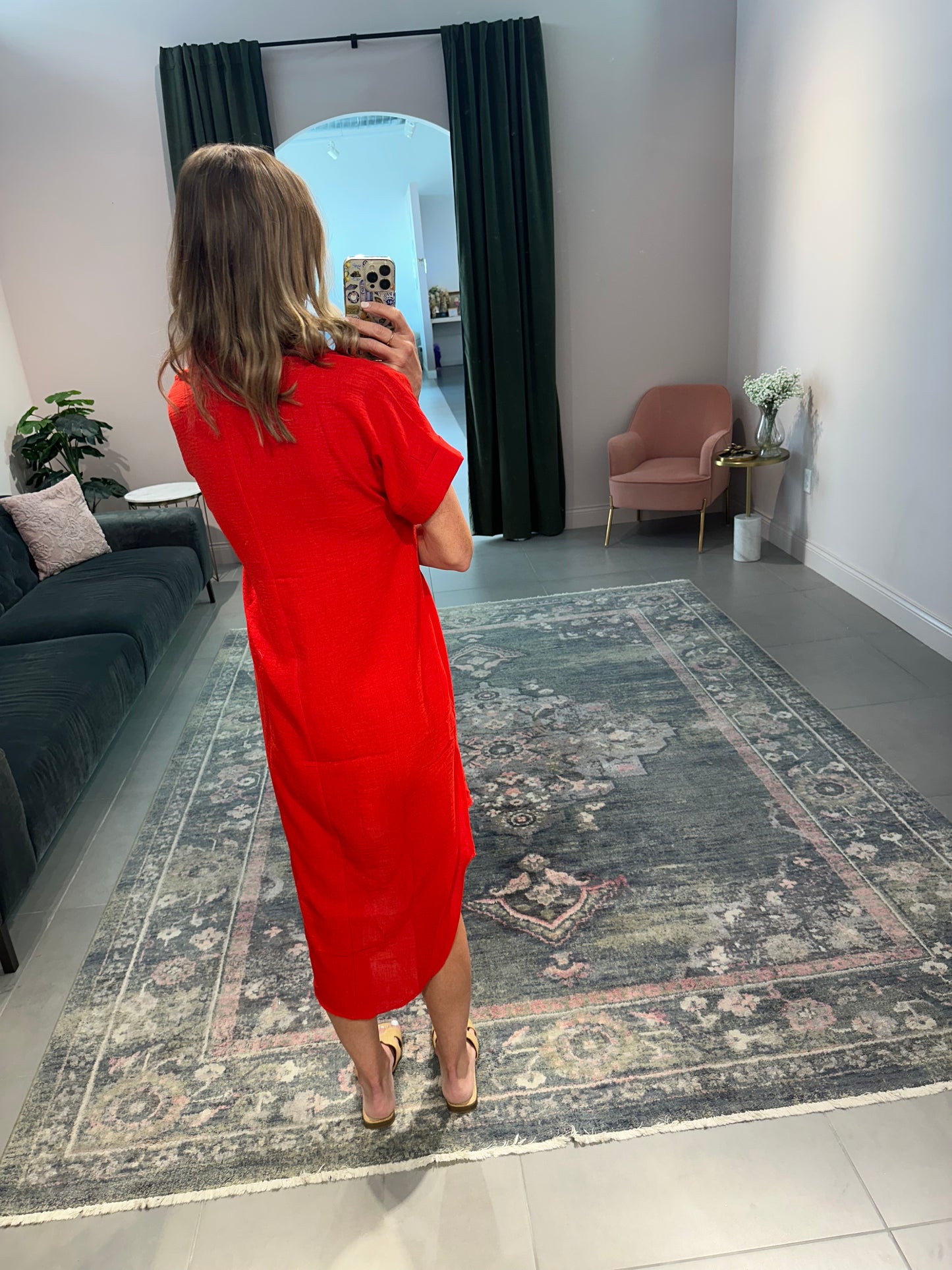 Shirt Dress- Red
