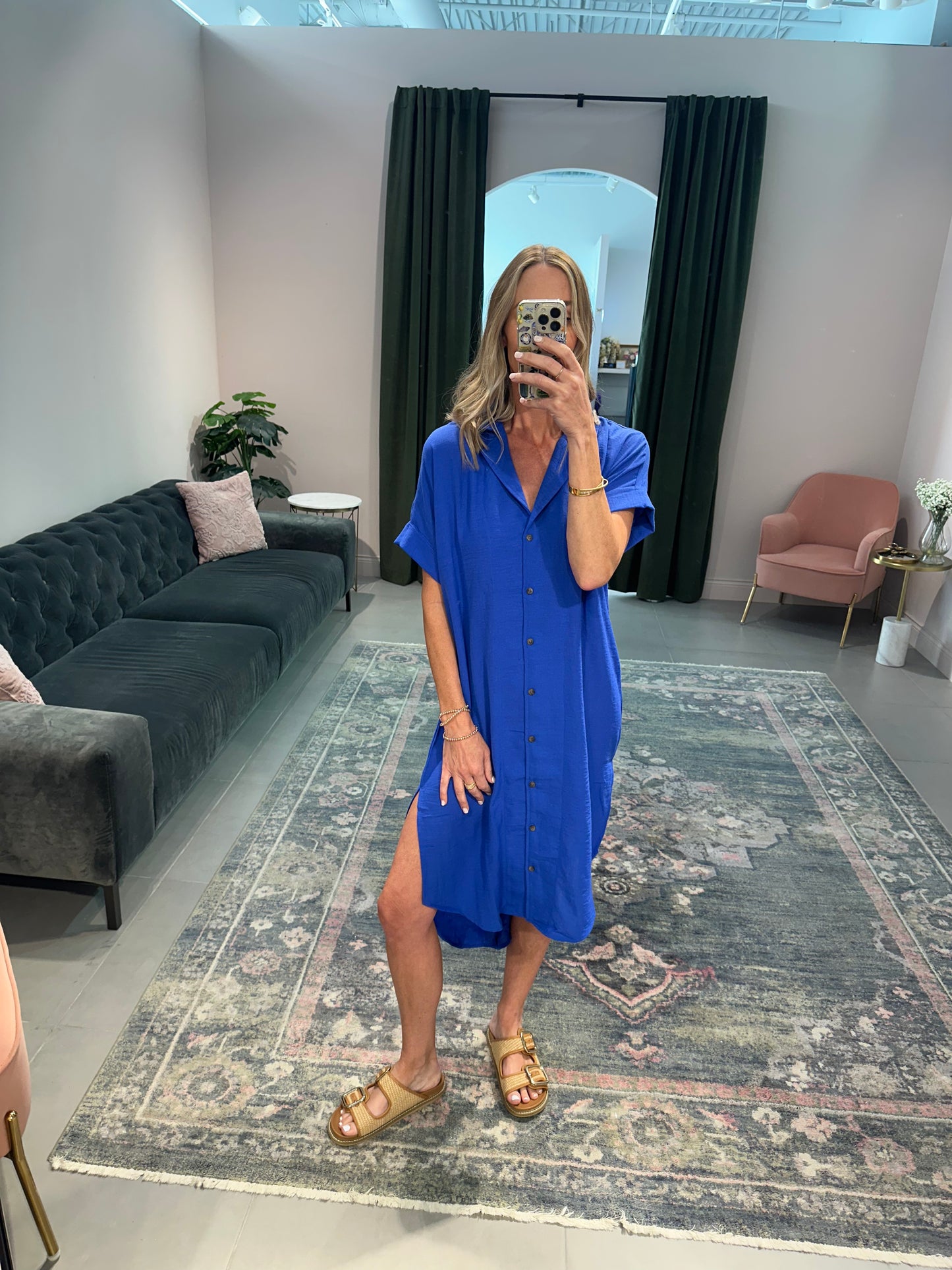 Shirt Dress- Cobalt