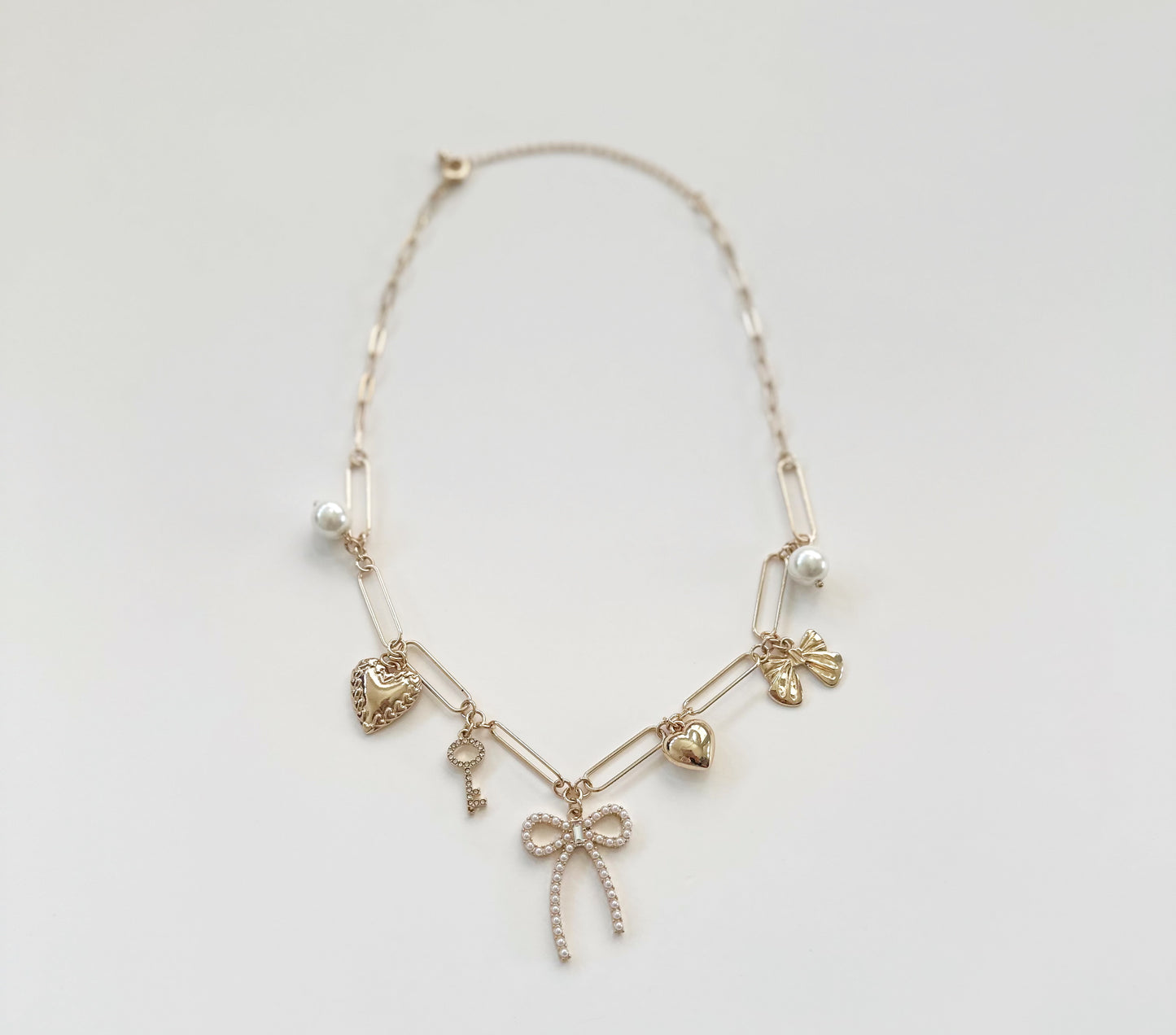 Bow Charm Necklace & Earring Set