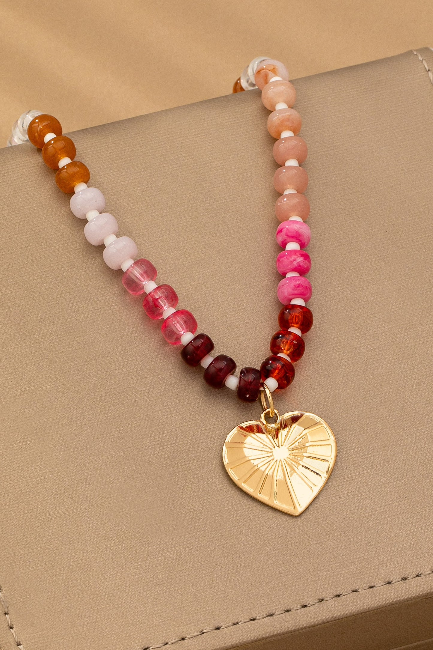 Beaded Heart Charm Necklace