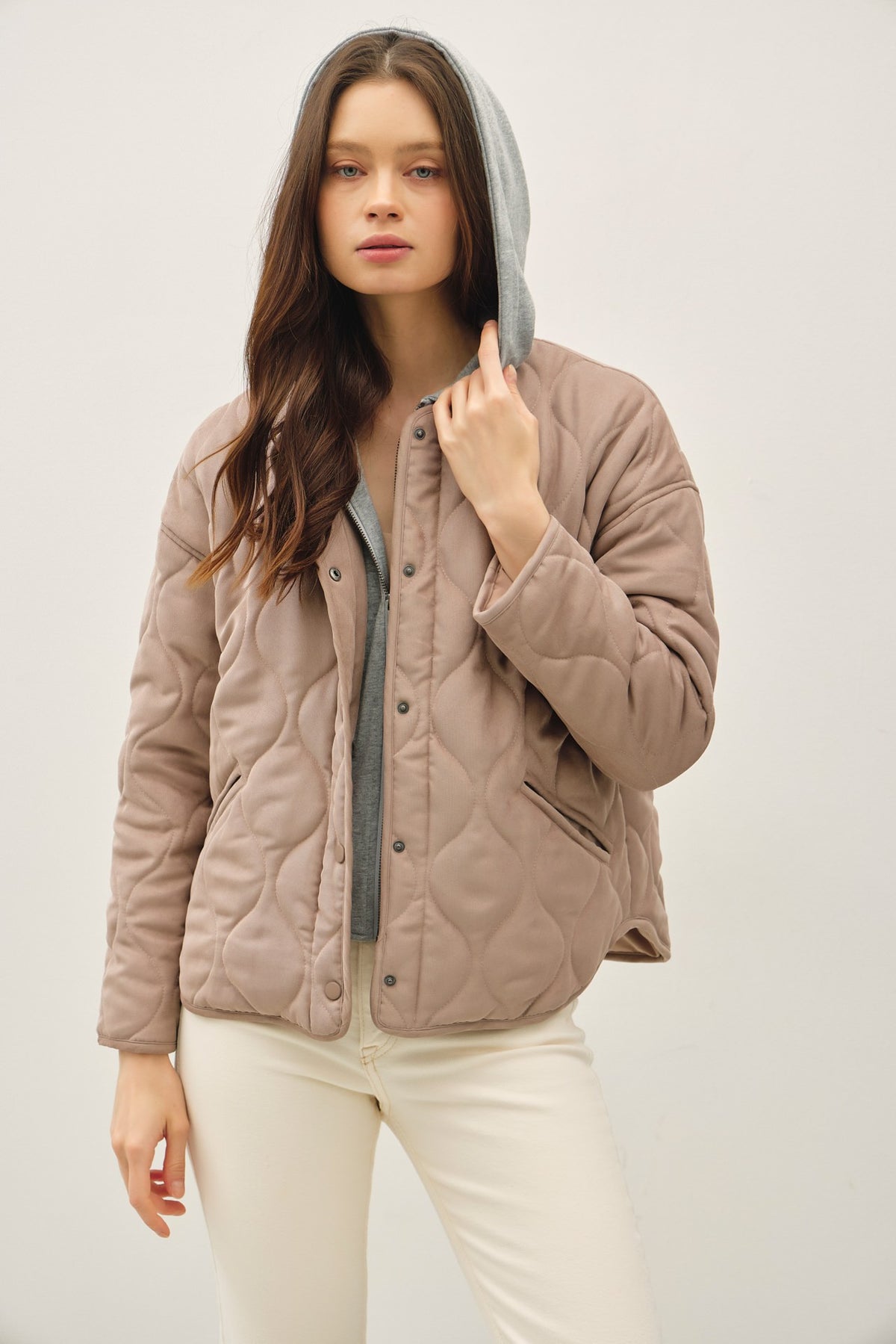Hooded Jacket in Mocha/Grey
